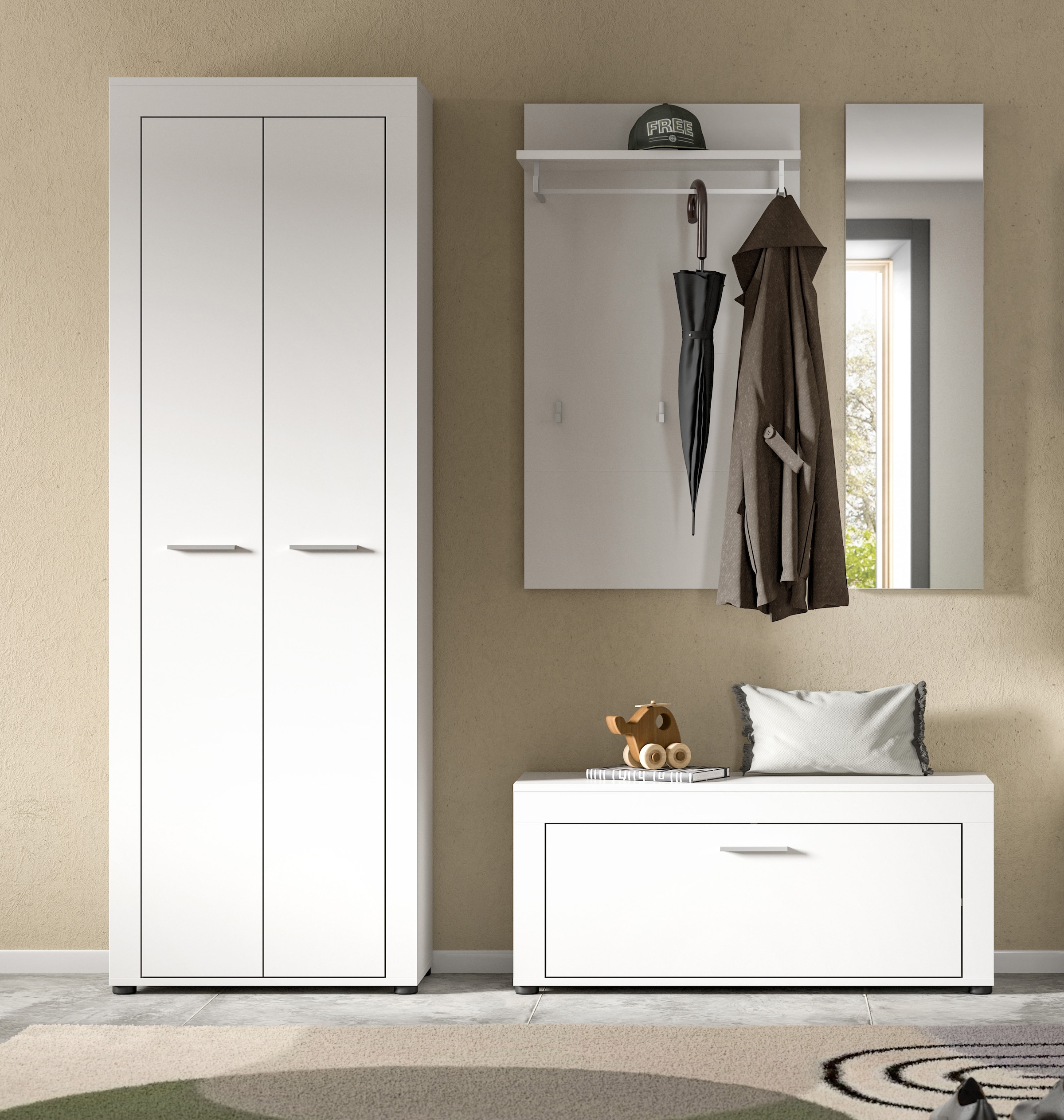 INOSIGN Garderoben-Set, (Set, 4 St.), Aosta, Höhe 191 cm, 4-tlg. Garderobenset, Flur, Diele