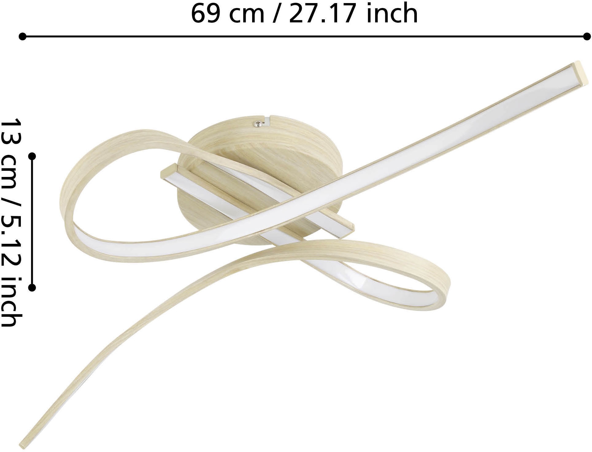 EGLO Deckenleuchte »SELVINA 2 Deckenlampe - Stahl, Alu - LED - 20,5W - IP20« LED-Modul 1 Stk. Warmweiß Wohzimmerlampe, Esszimmerlampe, Flur, Schlafzimmer, L68 x B28 x H14 cm