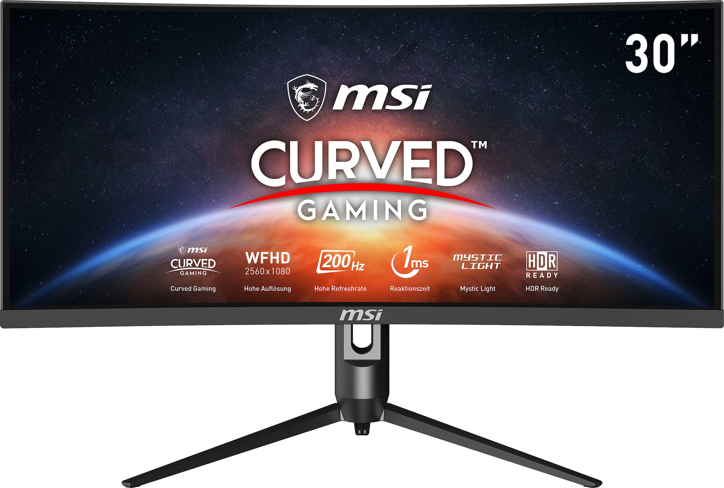 MSI Curved-Gaming-LED-Monitor »Optix MAG301CR2«, 76 cm/30 Zoll, 2560 x 1080 px, WFHD, 1 ms Reaktionszeit, 200 Hz, höhenverstellbar, 3 Jahre Herstellergarantie