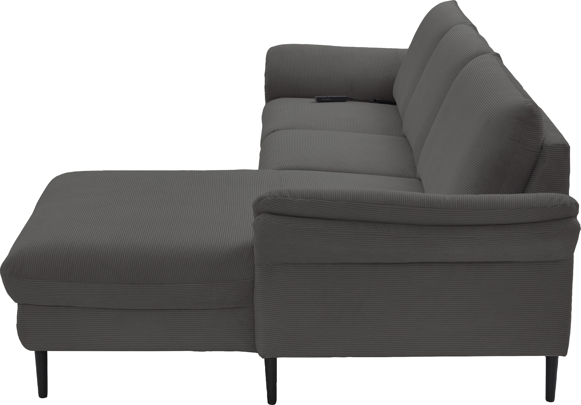Places of Style Ecksofa »Sarsina: mit Tonnentaschen-Federkern, perfekt zum Entspannen L-Form«, inklusive 1 motorischen Relaxfunktion mit Herz-Waage-Beschlag