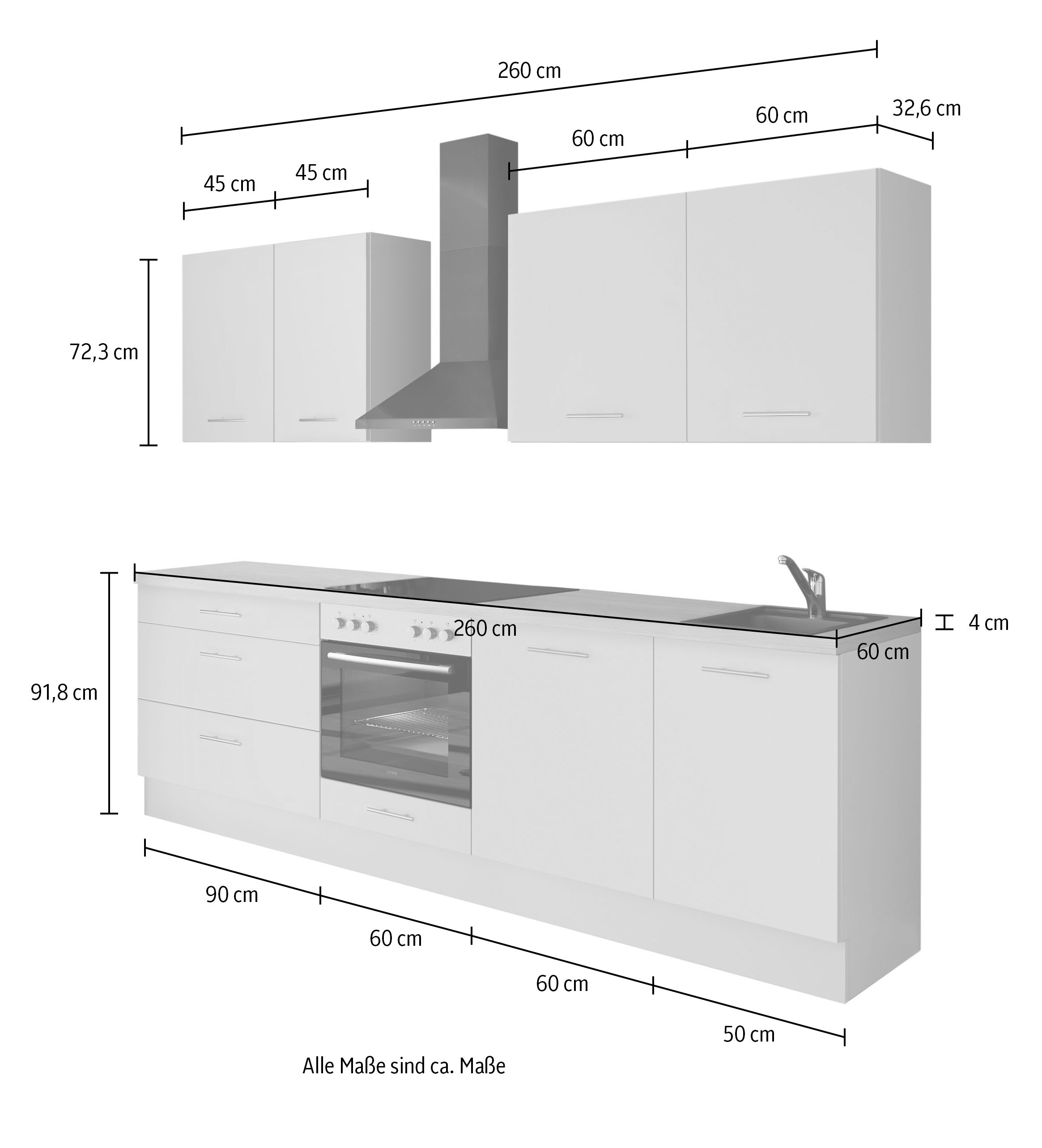 IMPULS KÜCHEN Küchenzeile »"Kopenhagen", Ausrichtung wählbar, Schubkästen mit Soft-Close« Set, 