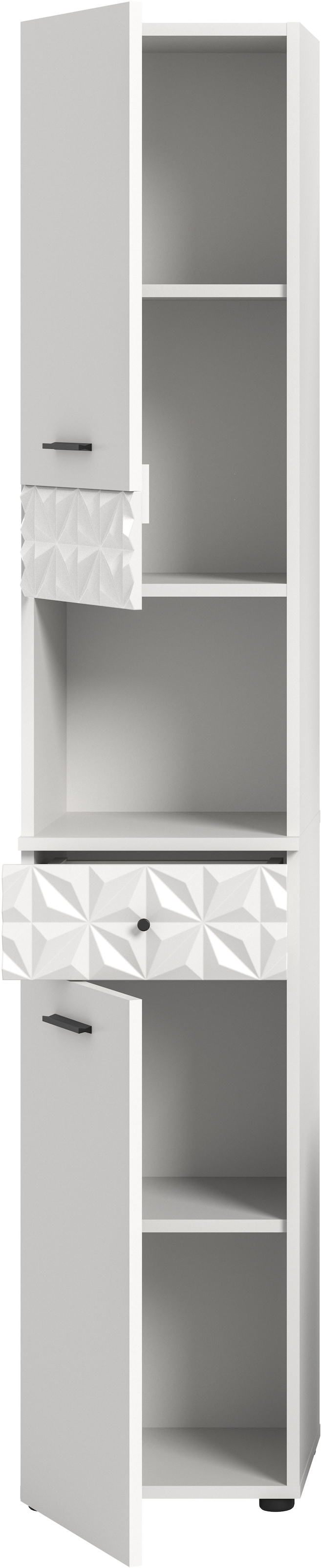 INOSIGN Hochschrank »VICENZA, TOPSELLER!, Höhe 187cm, mit Schubkasten & Ornamentabsetzung«, Mehrzweckschrank, Universalschrank, Badschrank, Badhochschrank