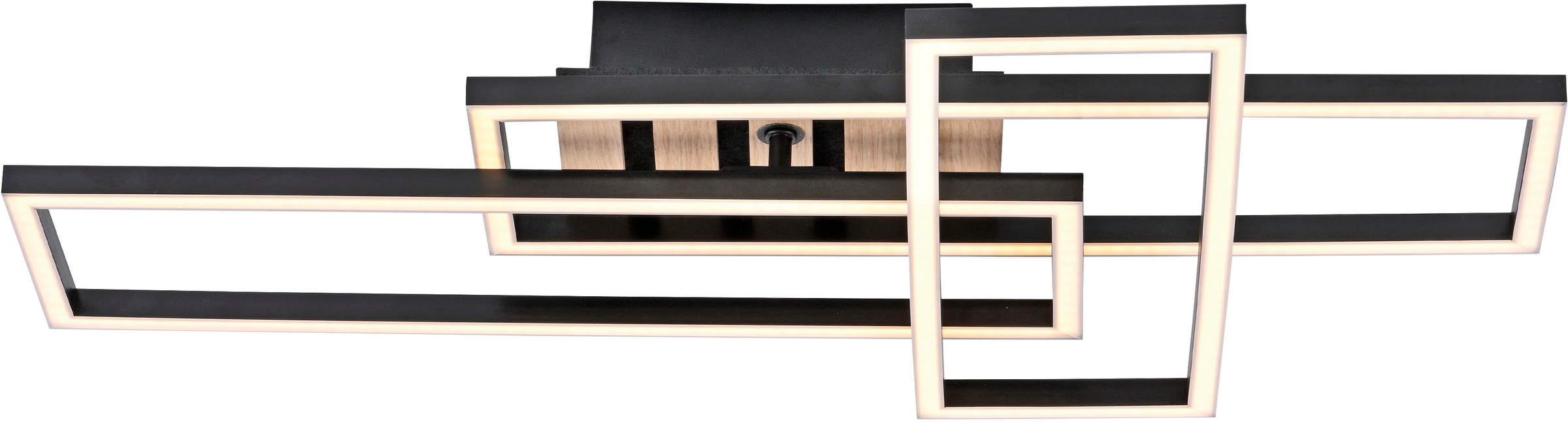 JUST LIGHT LED Deckenleuchte »AKUSTIKA« LED-Board 1 Stk. Warmweiß Eichenfurnier und schwarz, Rahmen drehbar