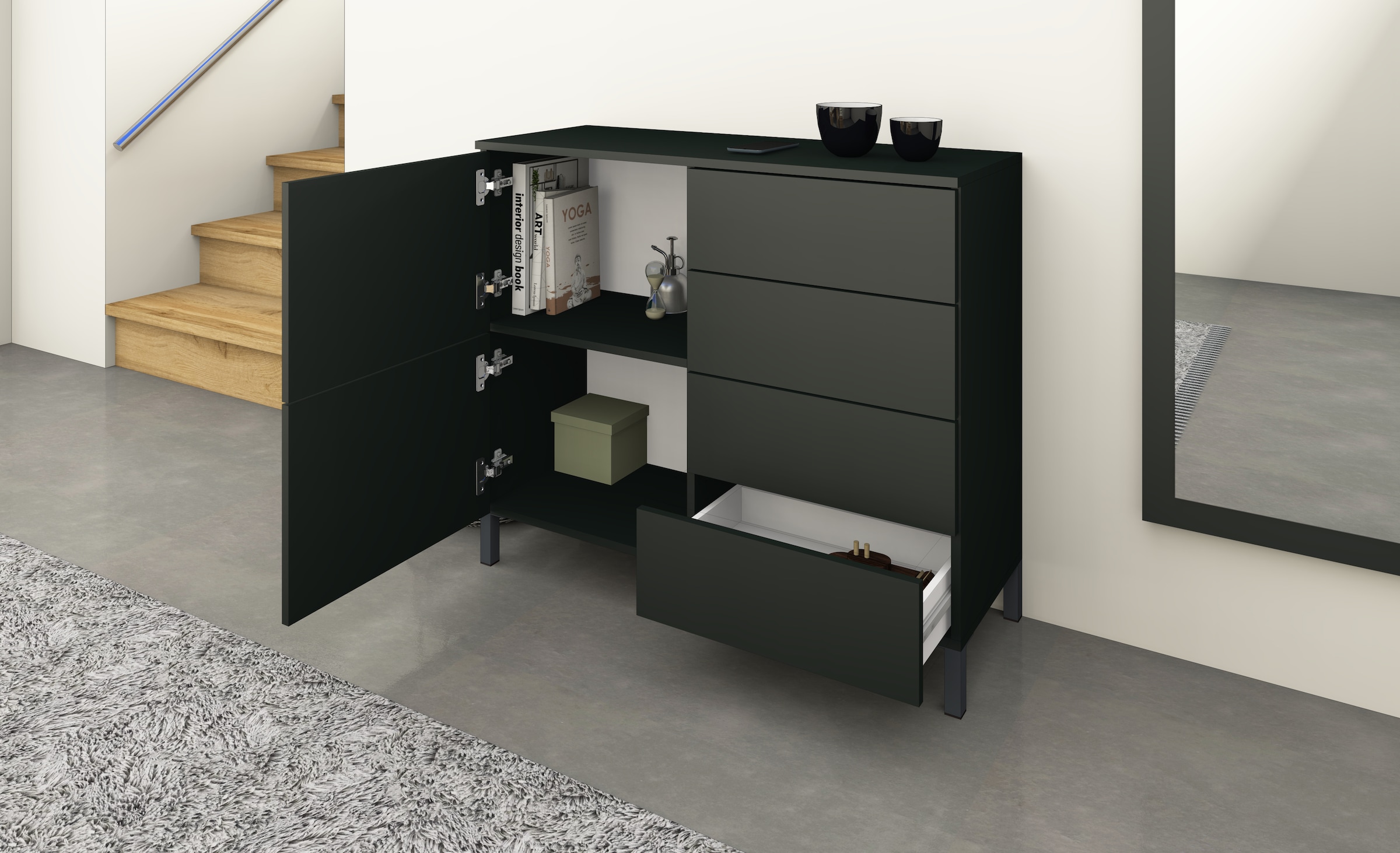 borchardt Möbel Kommode, Drucköffner (Push-To-Open), höhenverstellbare Einlegeböden