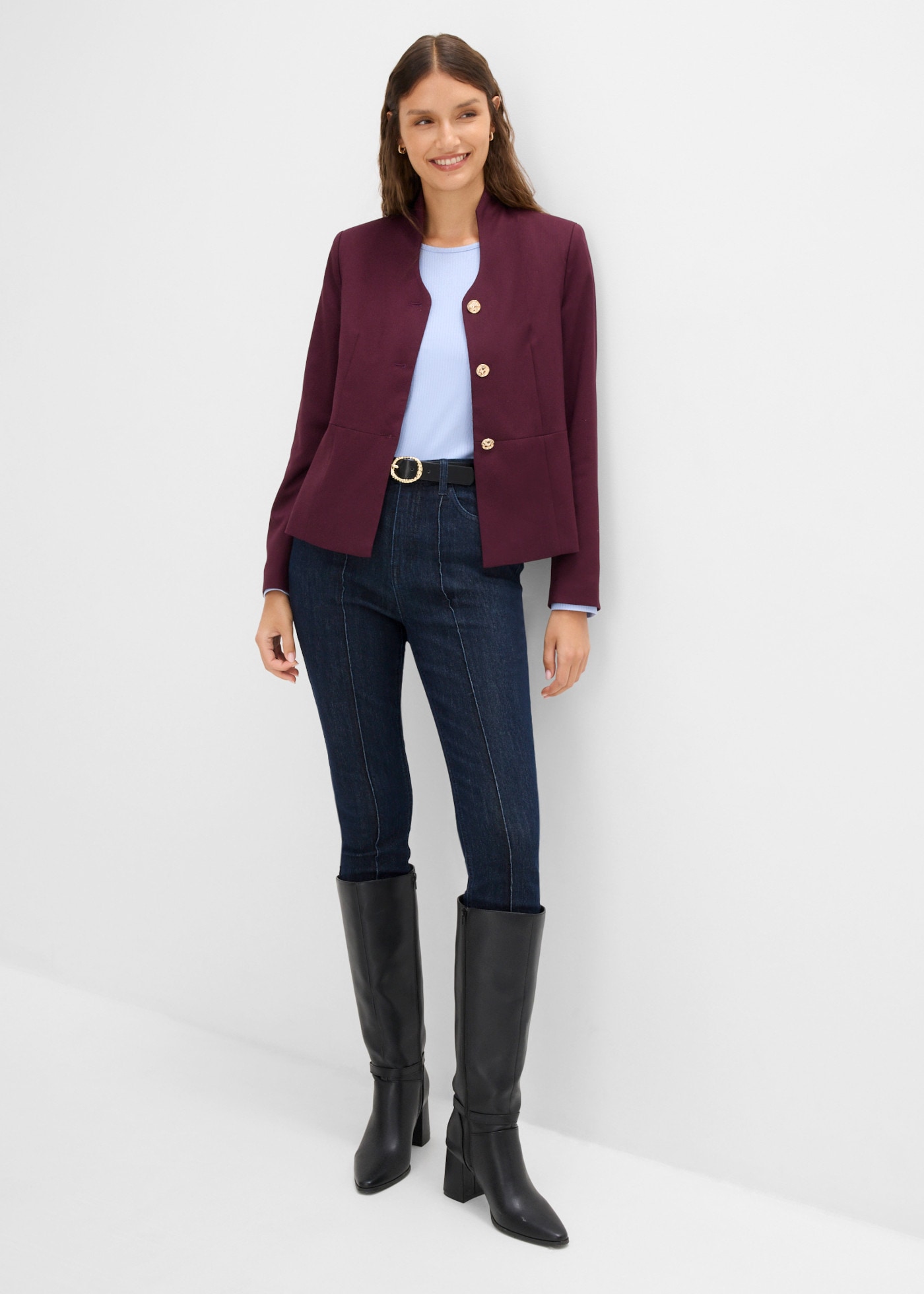 bonprix Jackenblazer mit Kelchkragen, bequeme Passform