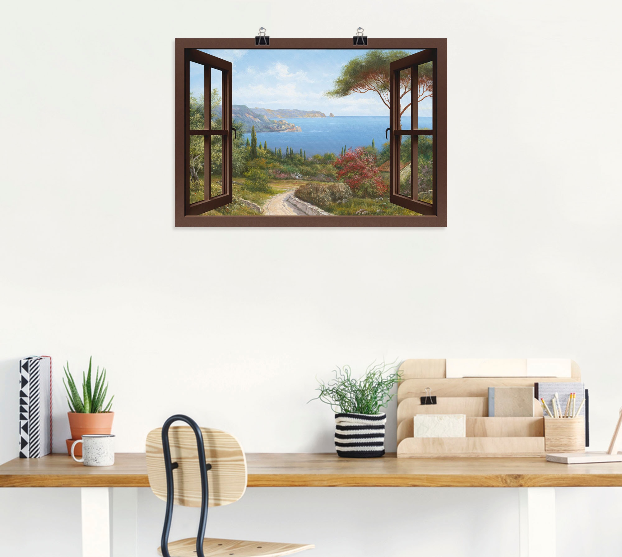 Artland Wandbild »Fensterblick Frühlingsmorgen«, Fensterblick, (1 St.), als Leinwandbild, Poster, Wandaufkleber in verschied. Größen