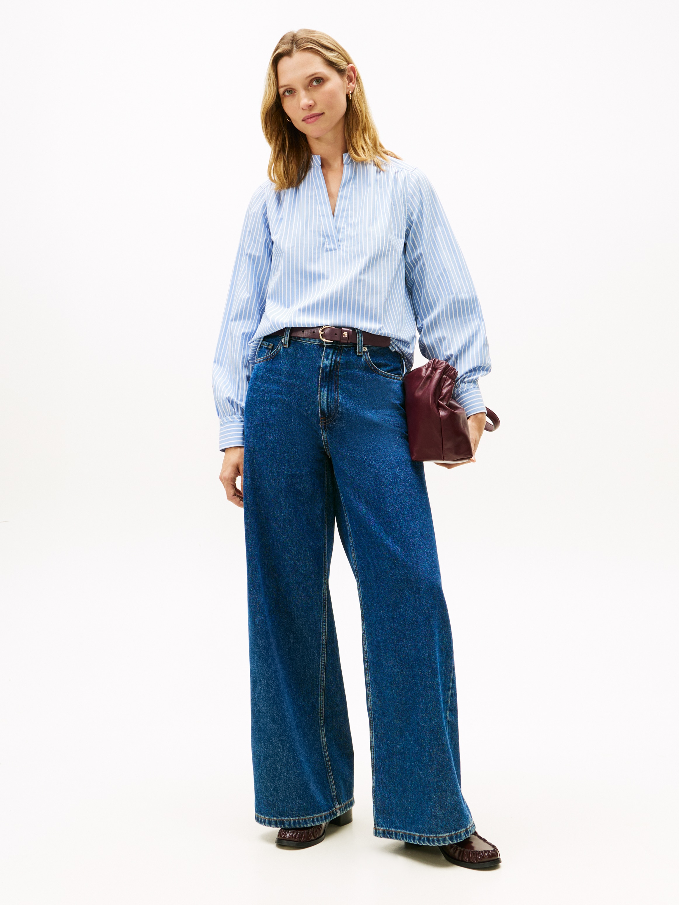 Tommy Hilfiger Shirtbluse »POPLIN V-NK BLOUSE«