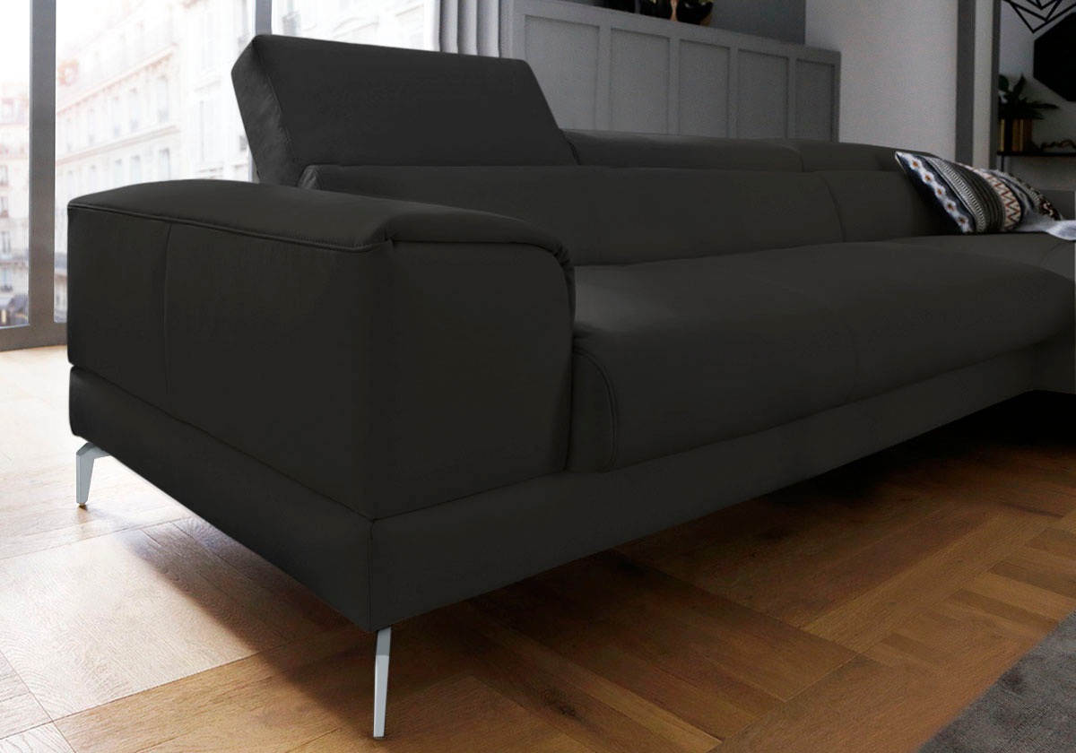 W.SCHILLIG Ecksofa »piedroo, Designsofa mit tollem Sitzkomfort, bequem und elegant, L-Form«, Kopfteilverstellung, wahlweise mit Sitztiefenverstellung, Breite 343cm