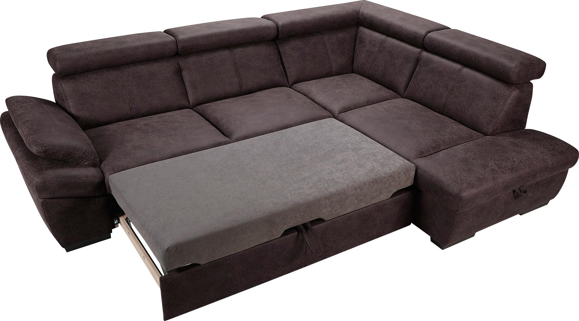 exxpo - sofa fashion Ecksofa »Salerno, klassisch modernes Funktionssofa, hoher Sitzkomfort, L-Form«, inkl. Kopf- und Armteilverstellung, wahlweise mit Bettfunktion