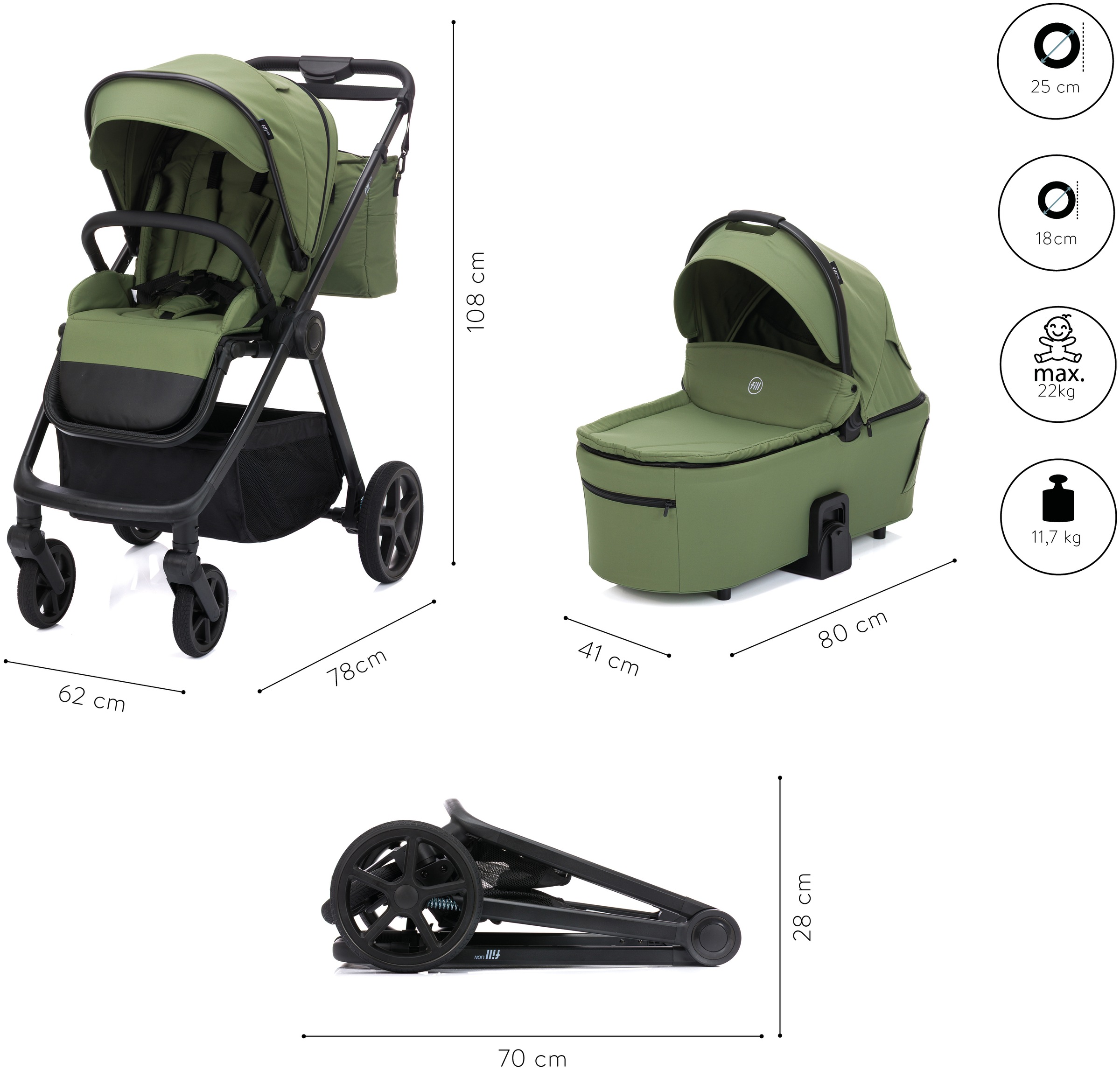 Fillikid Kombi-Kinderwagen »Lion« 22 kg
