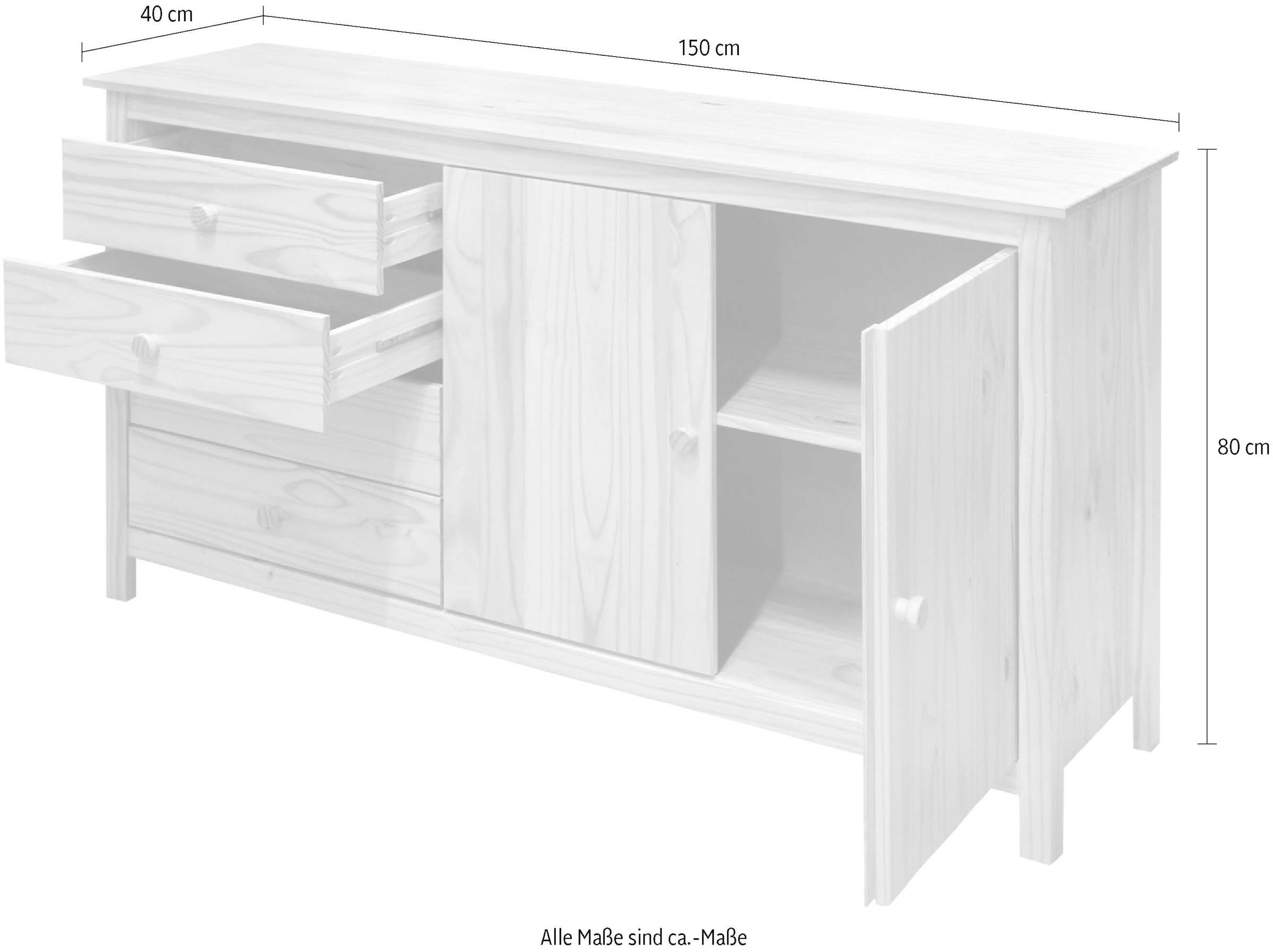 Home affaire Sideboard »Chur«, Kommode aus Massivholz Kiefer