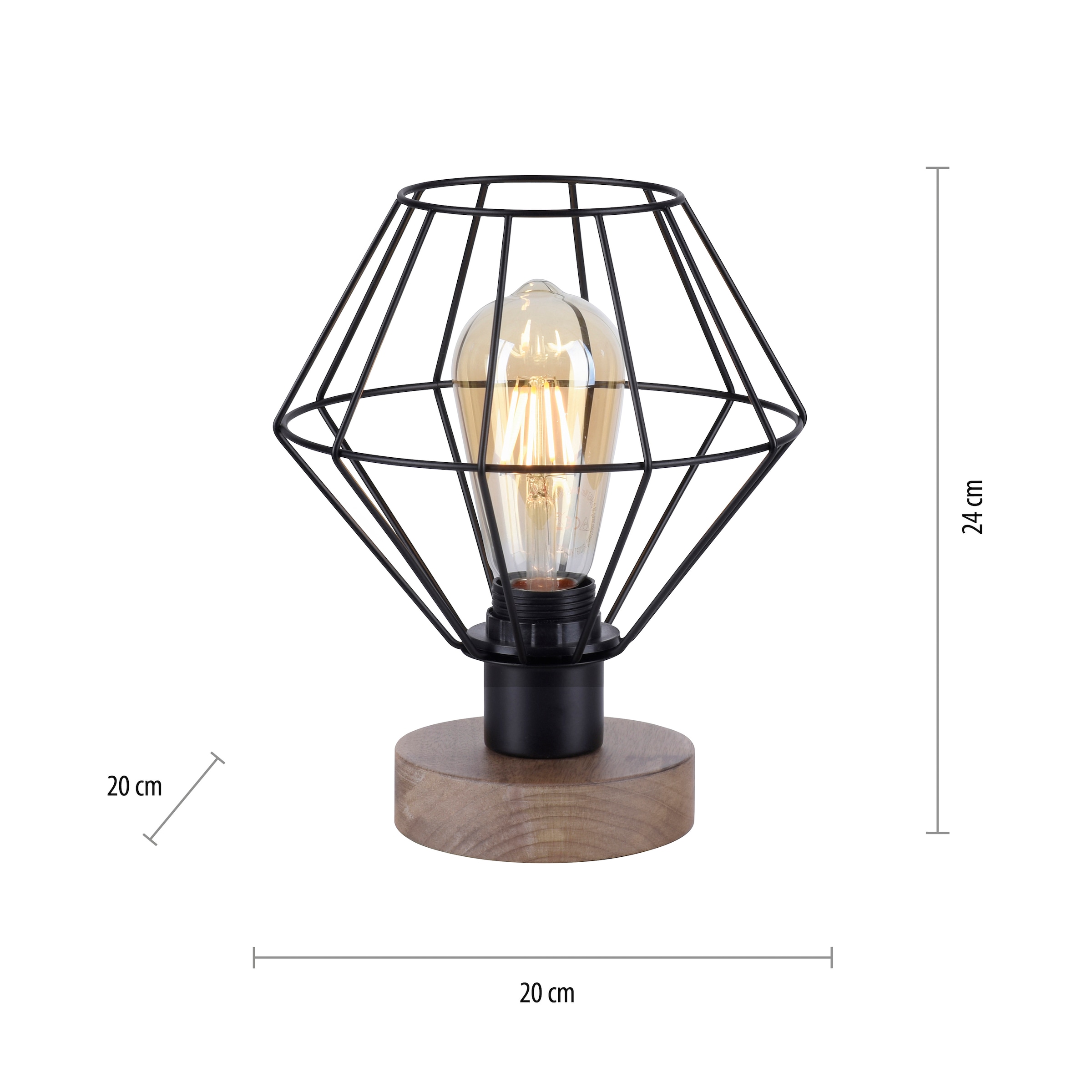 JUST LIGHT Tischleuchte »KASKA« E27 1 Stk. ExklusiveE27, Schalter, Schnurschalter