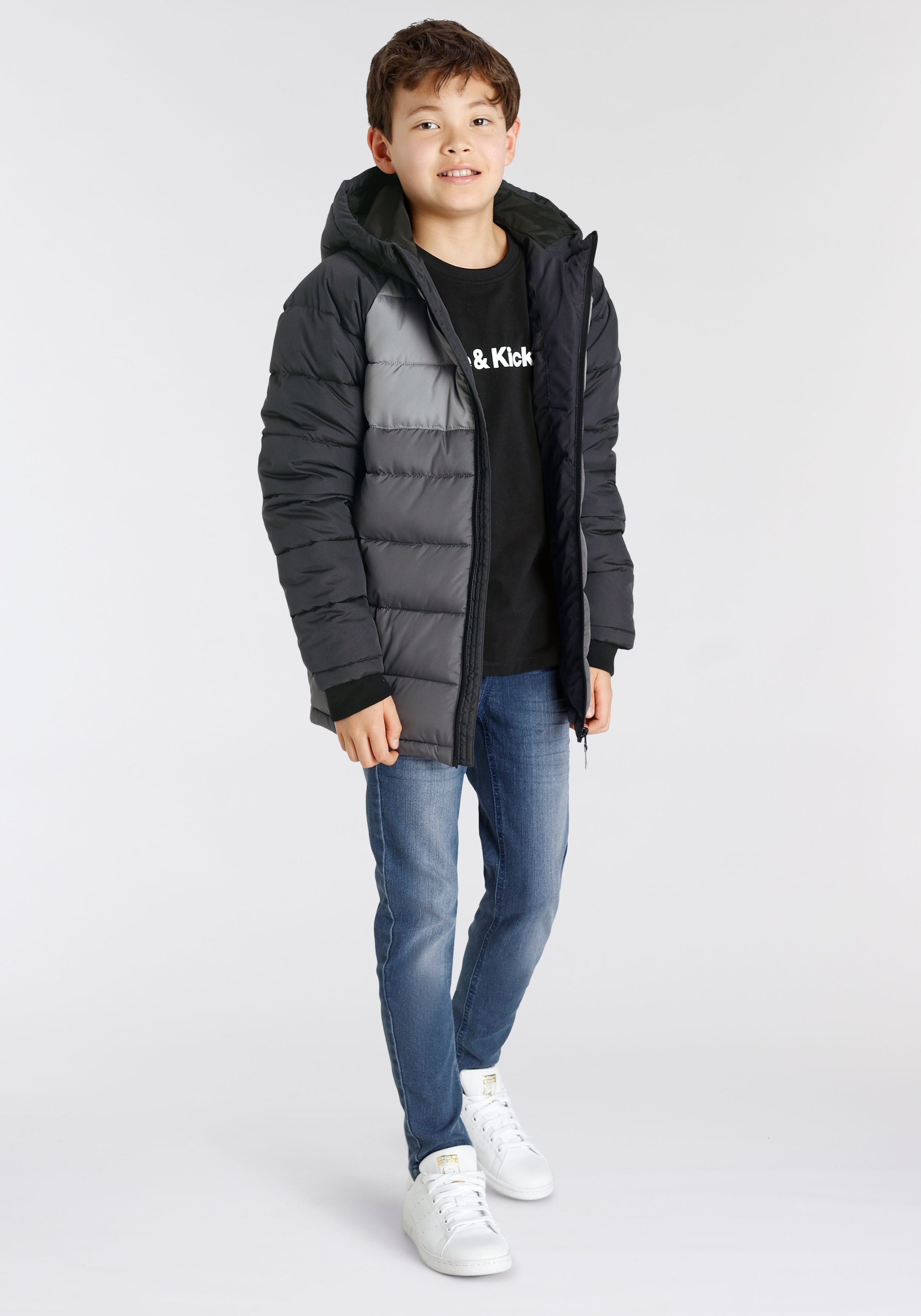 Alife & Kickin Steppjacke »in Colorblockindesign«, mit Kapuze, mit reflektierenden Details & coole Steppungen