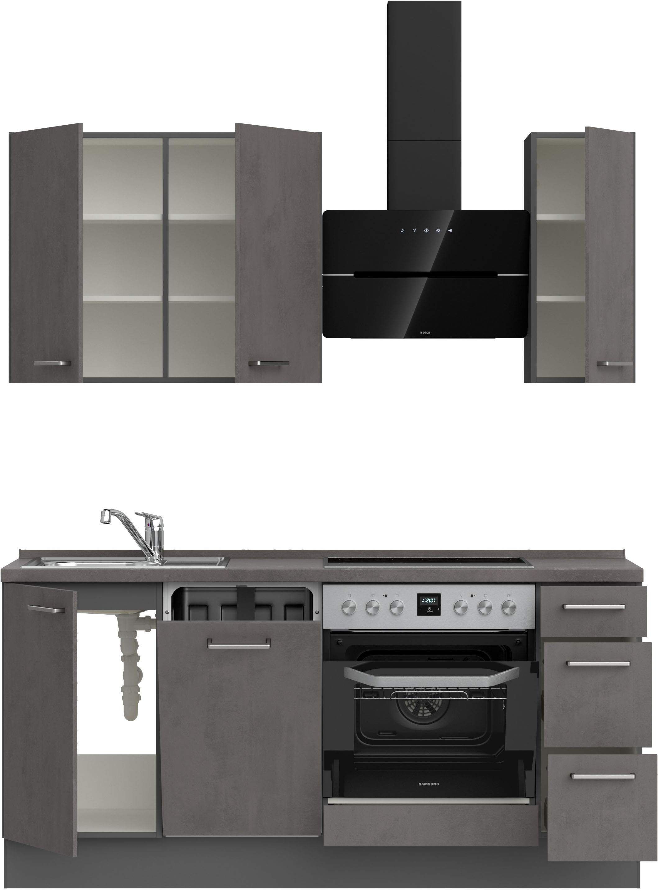 nobilia® Küchenzeile »"Riva II"«, vormontiert, Ausrichtung wählbar, Breite 180 cm, wahlw. mit E-Geräten