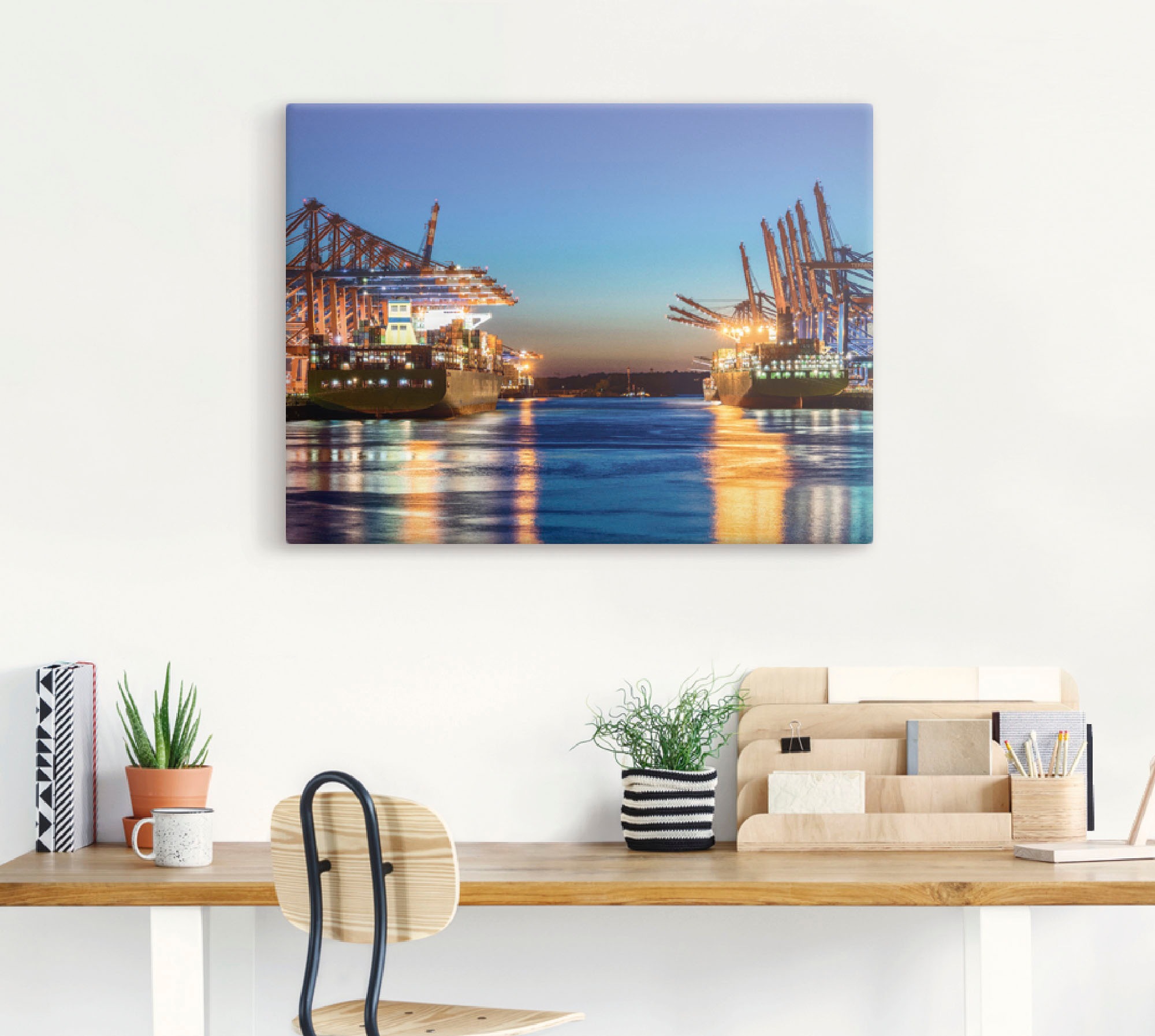 Artland Wandbild »Hamburg Hafen am Abend 2« Deutschland 1 Stk. tlg. als Lei günstig online kaufen