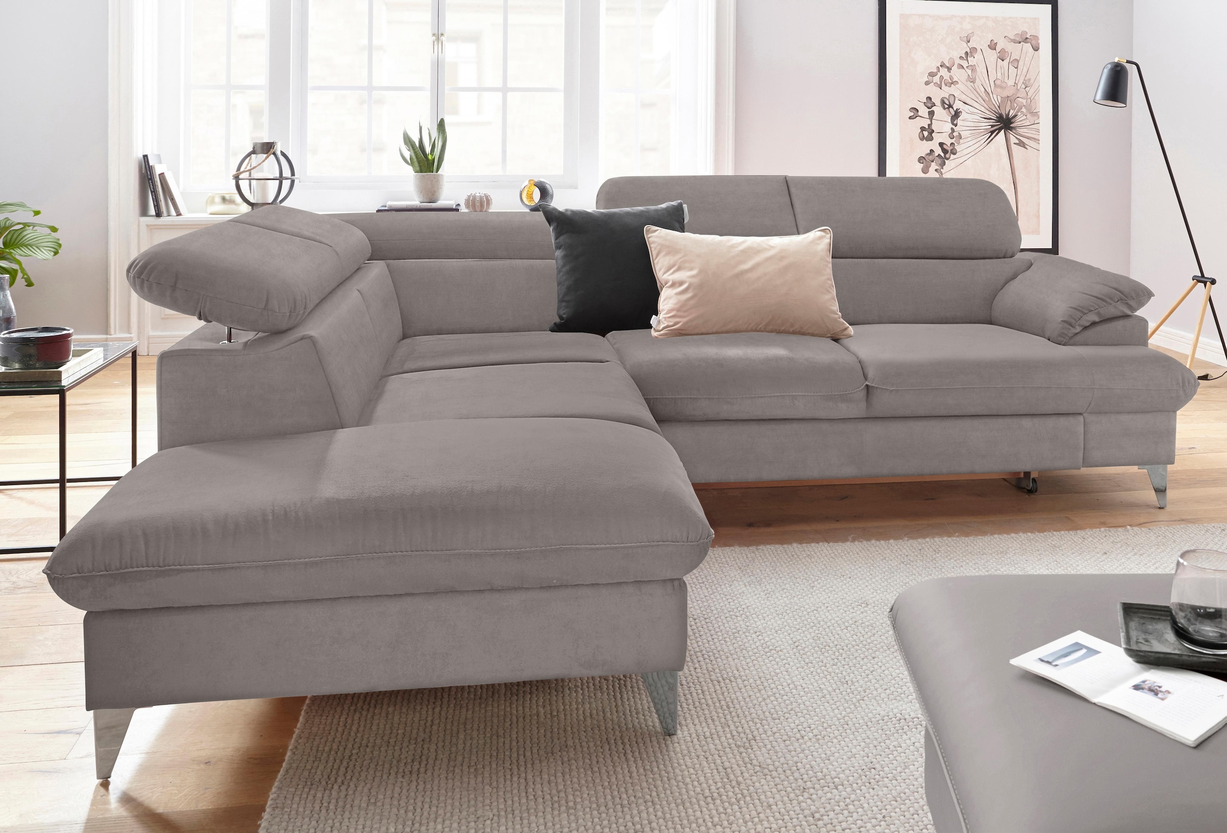 COTTA Ecksofa »Caluso L-Form«, mit Kopfteilverstellung, wahlweise mit Bettfunktion & Bettkasten