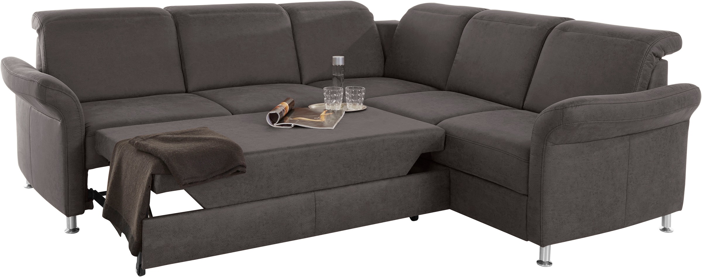 sit&more Ecksofa »Darwin L-Form«, inklusive Federkern, wahlweise mit Kopfteilverstellung, Bettfunktion