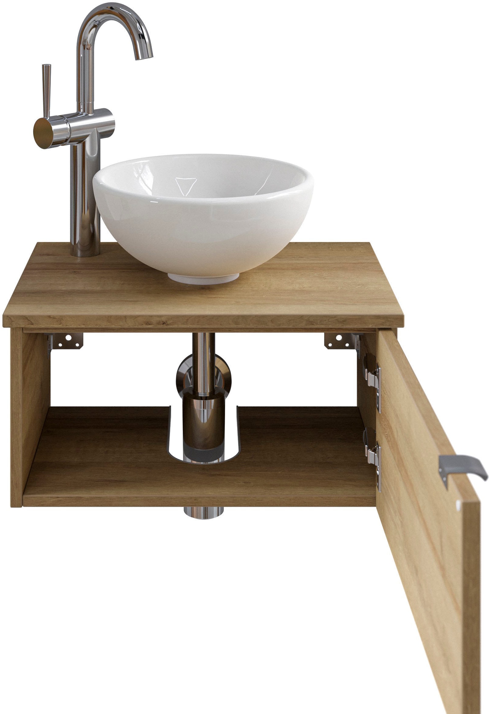 Saphir Waschtisch »Serie 6915 Waschschale mit Unterschrank für Gästebad, Gäste WC«, 51 cm breit, 1 Tür, Waschtischplatte, kleine Bäder, ohne Armatur