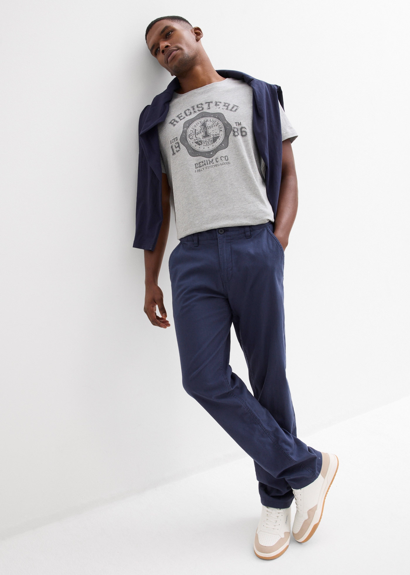 bonprix Chinohose  aus Leinen und Baumwolle, Regular Fit, im Chino-Stil