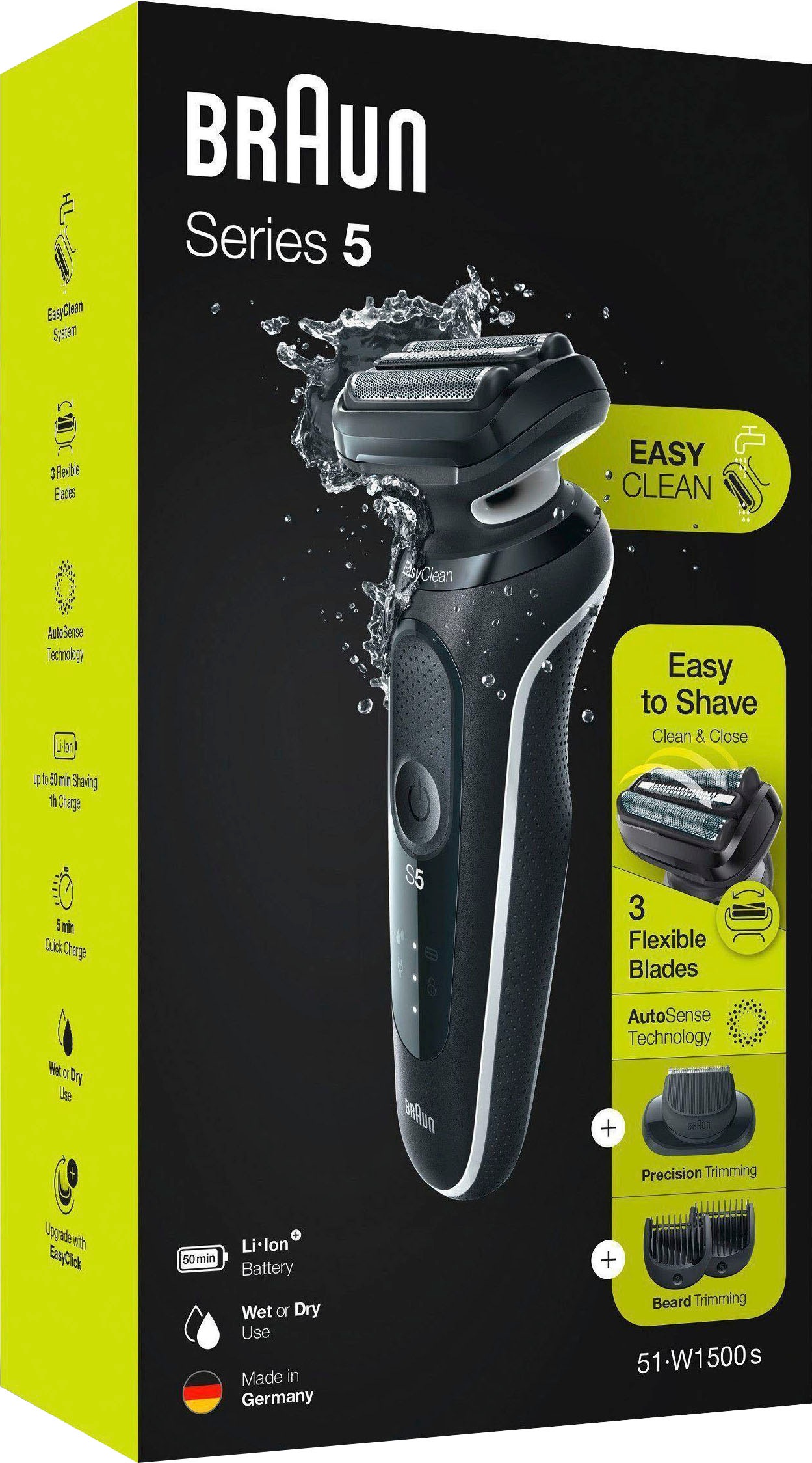 Braun Elektrorasierer »Series 5 51-W1500s«, 1 St. Aufsätze, EasyClick- Barttrimmer-Aufsatz, Wet&Dry online kaufen | Haarschneider