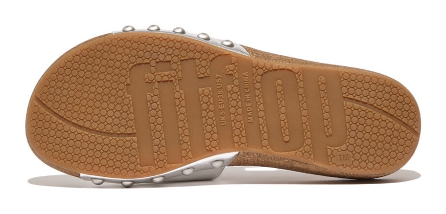 Fitflop Pantolette »IQUSHION ADJUSTABLE BUCKLE METALLIC-LEATHER SLIDES«  , Keilabsatz, Sommerschuh, Schlappen mit verstellbarer Bandage