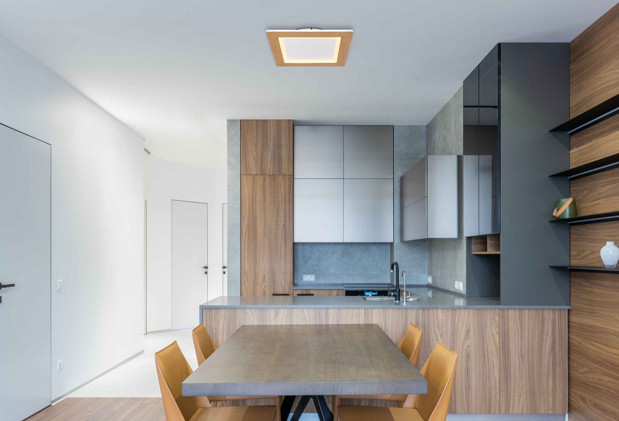 GLOBO LIGHTING LED Deckenleuchte »CLAY« LED-Modul 1 Stk. Deckenlampe/holzop günstig online kaufen