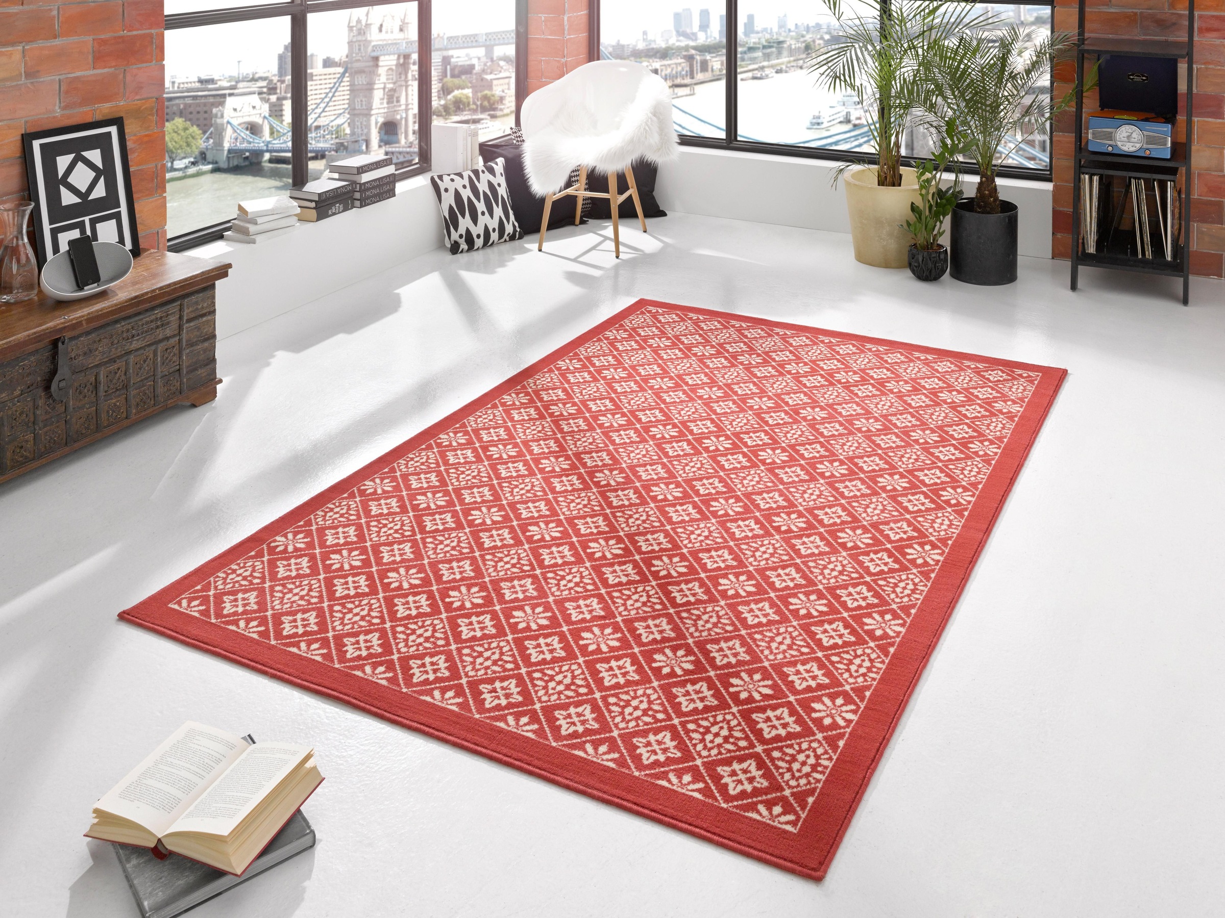 HANSE Home Teppich »Tile«, rechteckig, 9 mm Höhe, Kurzflor, Rauten Fliesen Design, ringsum gekettelt, Robust