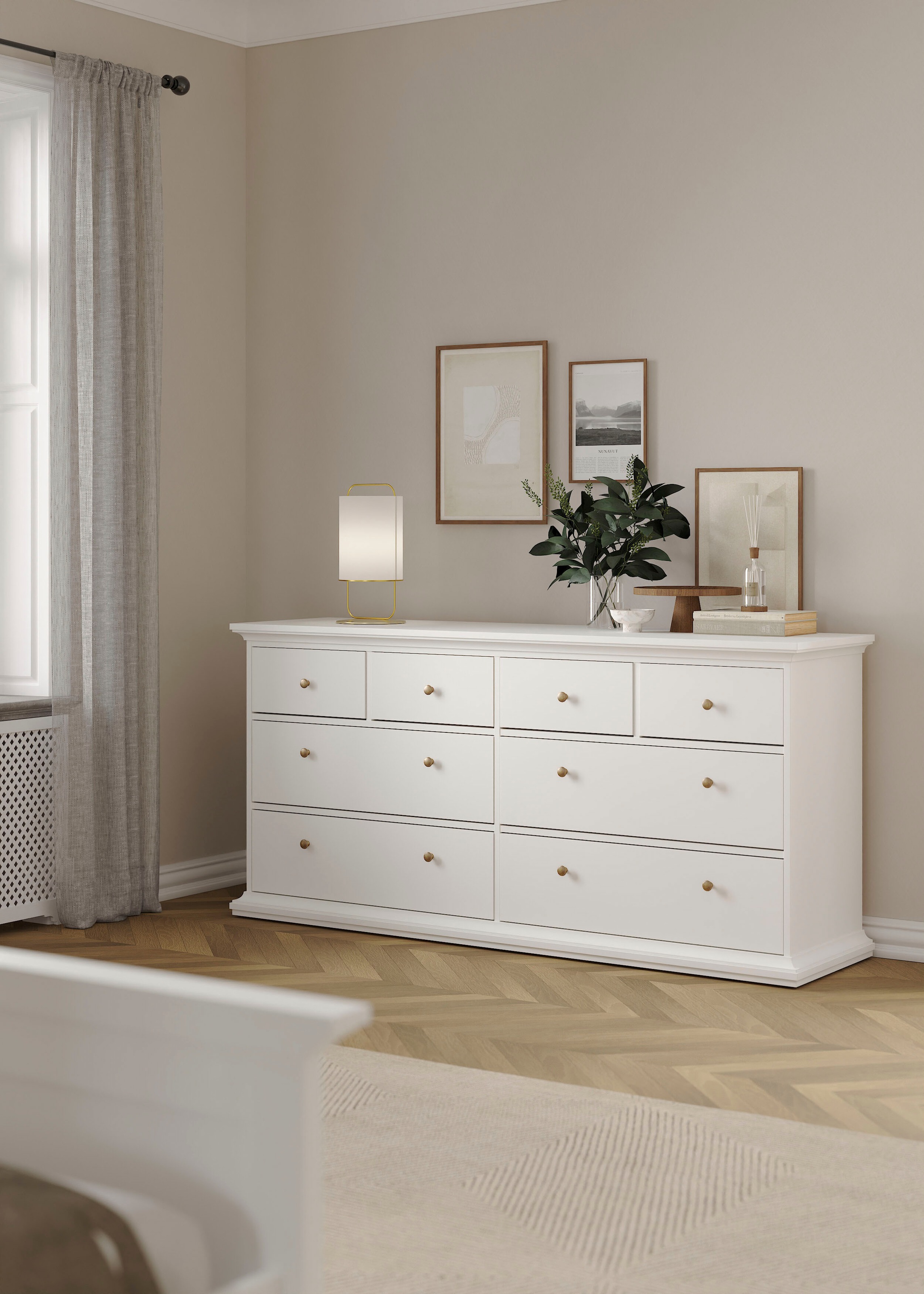 Home affaire Kommode »Paris, Aufbewahrung, Schubladenschrank, Stauraum«, mit 8 Schubladen, Breite 184 cm, Höhe 87 cm