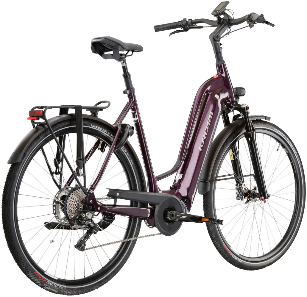 Kross E-Bike »E-Trekkingrad Trans Hybrid Prestige 630 28 Zoll lila«, 11 Gang, Shimano, DEORE XT DI2 M8050, Mittelmotor 250 W
