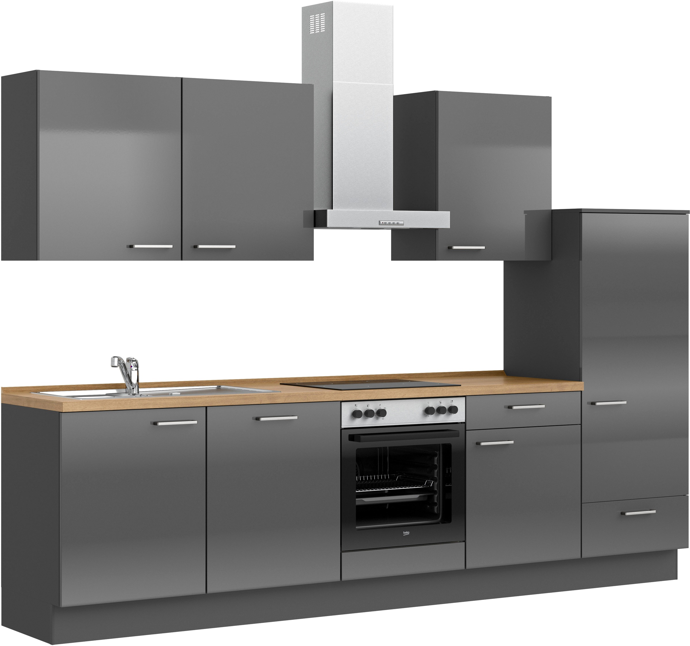 nobilia® Küchenzeile »"Flash I"«, vormontiert, Ausrichtung wählbar, Breite 300 cm, wahlw. mit E-Geräten