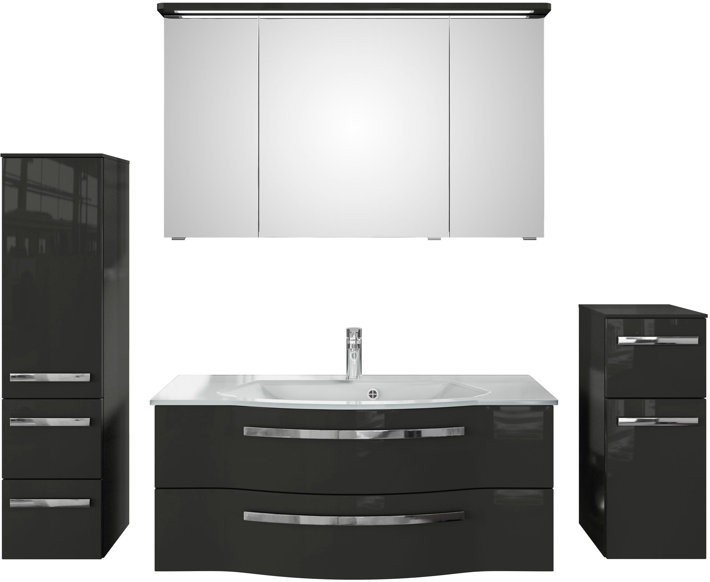 Saphir Badmöbel-Set »Serie 4005, vormontiert, Glaswaschbecken, Spiegelschra günstig online kaufen