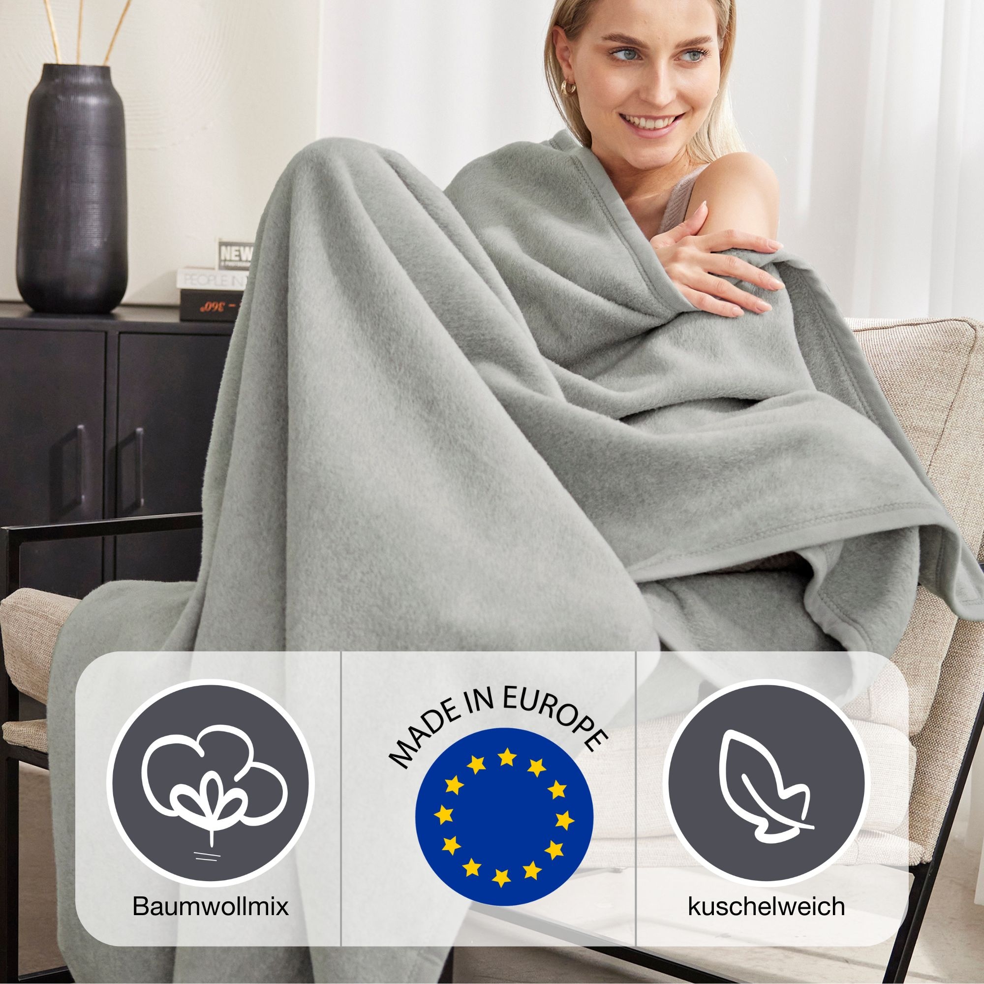 IBENA Wohndecke »Luxus«, verschiedene Größen, unifarbenes Design, Kuscheldecke