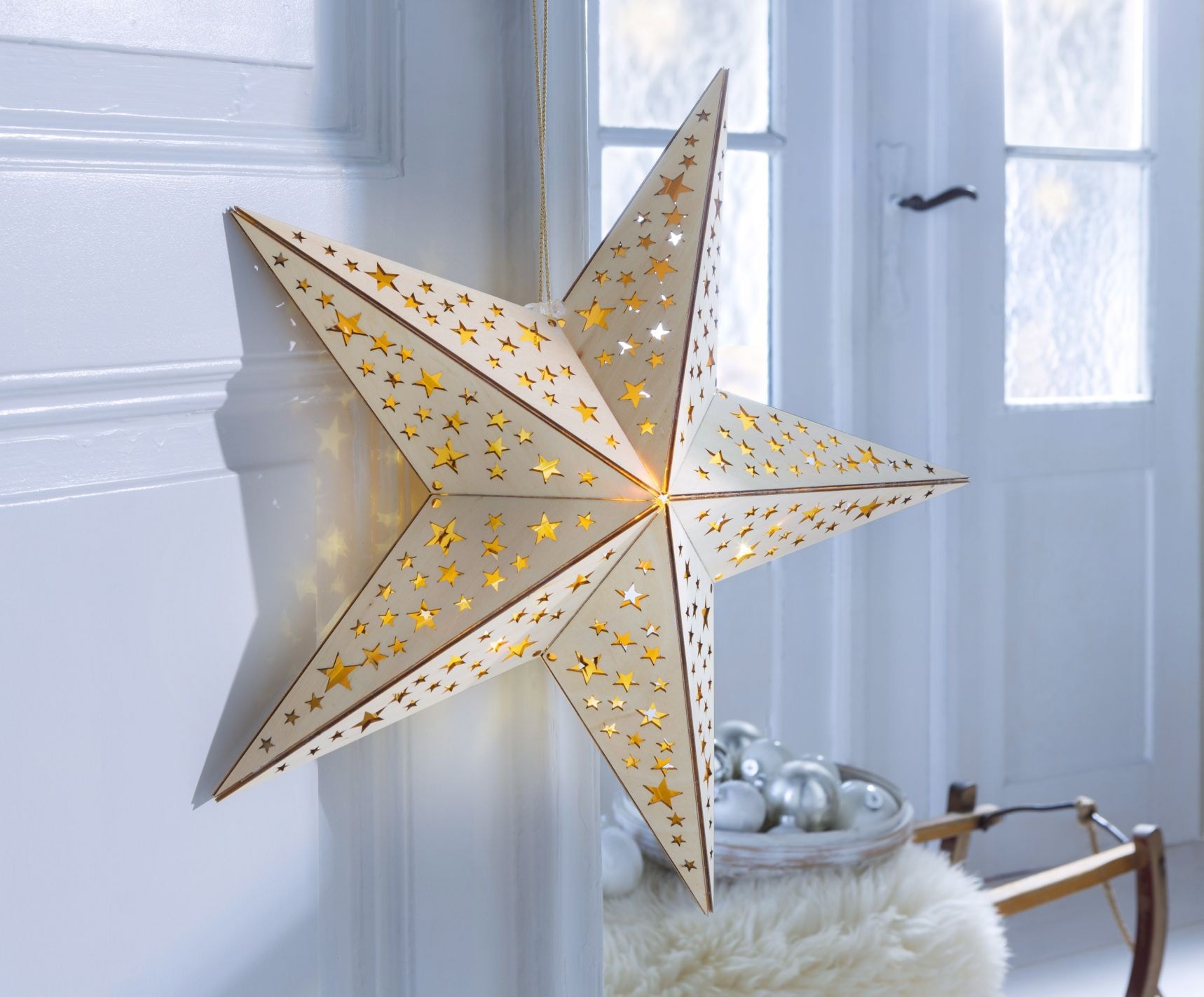 BONETTI LED Stern »Weihnachtsstern«, 10 Weihnachtsdeko flammig-flammig, online mit aus bestellen Holz, Lichterkette