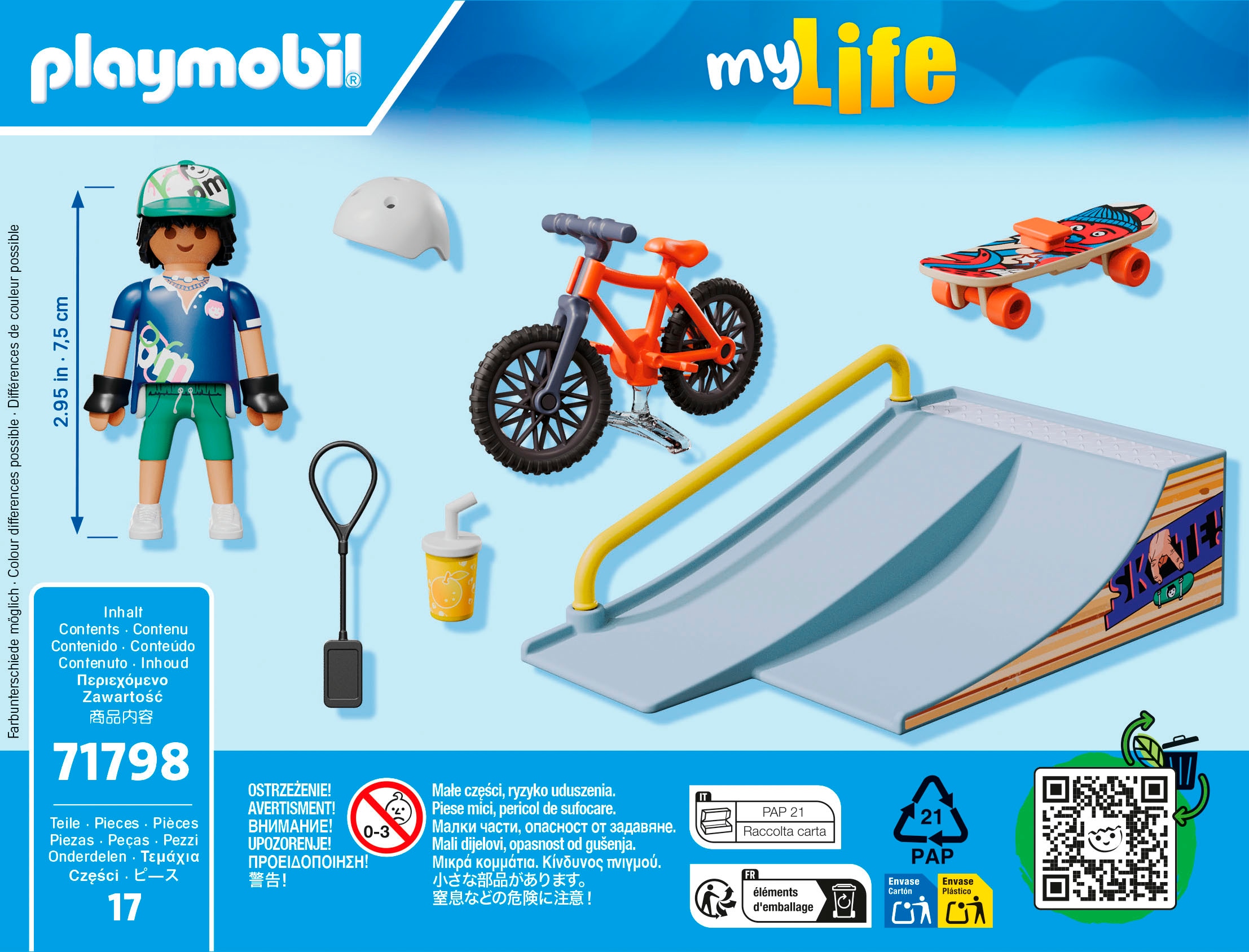 Playmobil® Konstruktions-Spielset »Skateboard mit Rampe (71798), My Life« Made in Europe