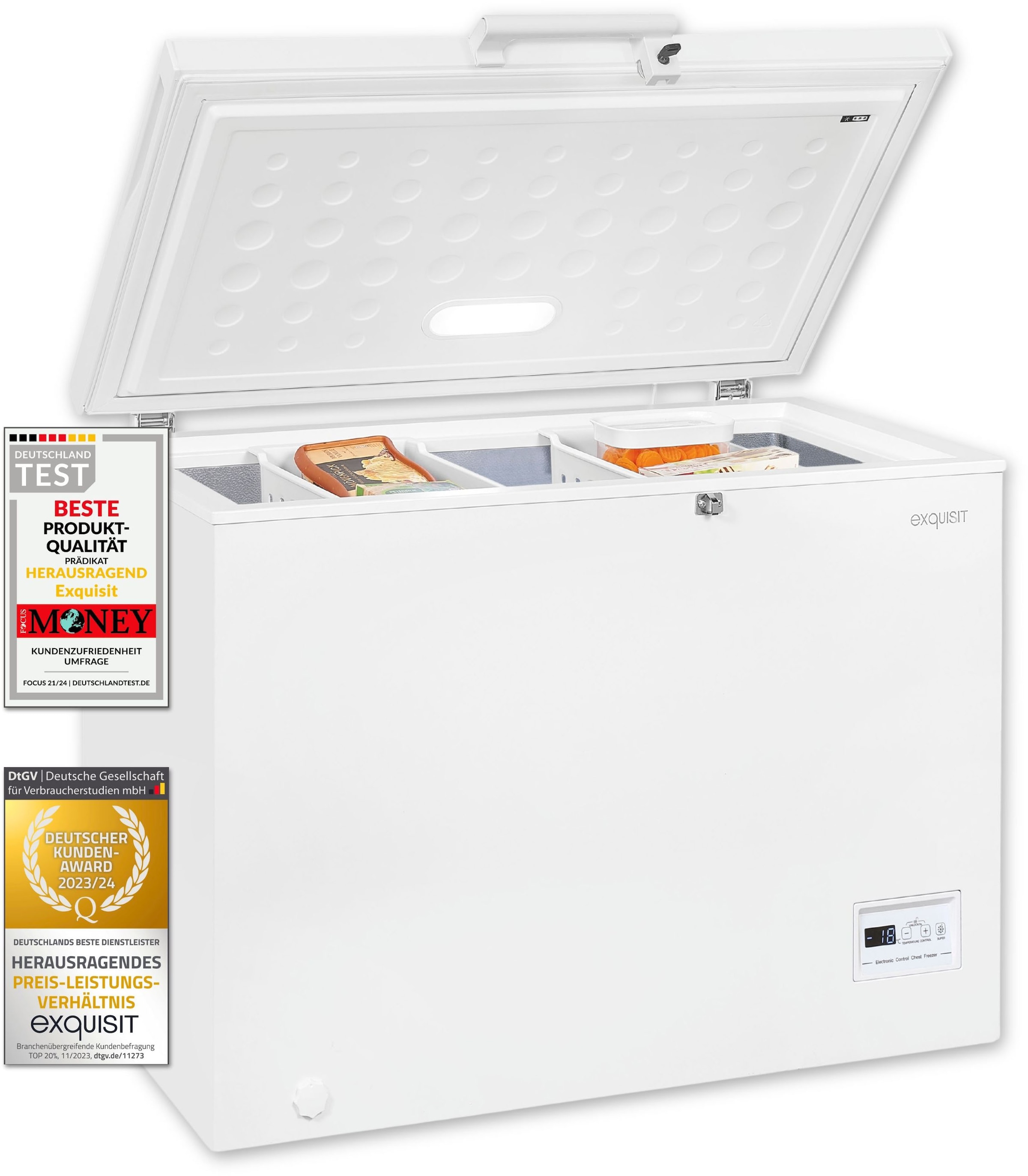 exquisit Gefriertruhe »GT200-HE-041C«, 84,5 cm hoch, 102,6 cm breit, EEK C, 198 L Nutzinhalt, Schnellgefrieren