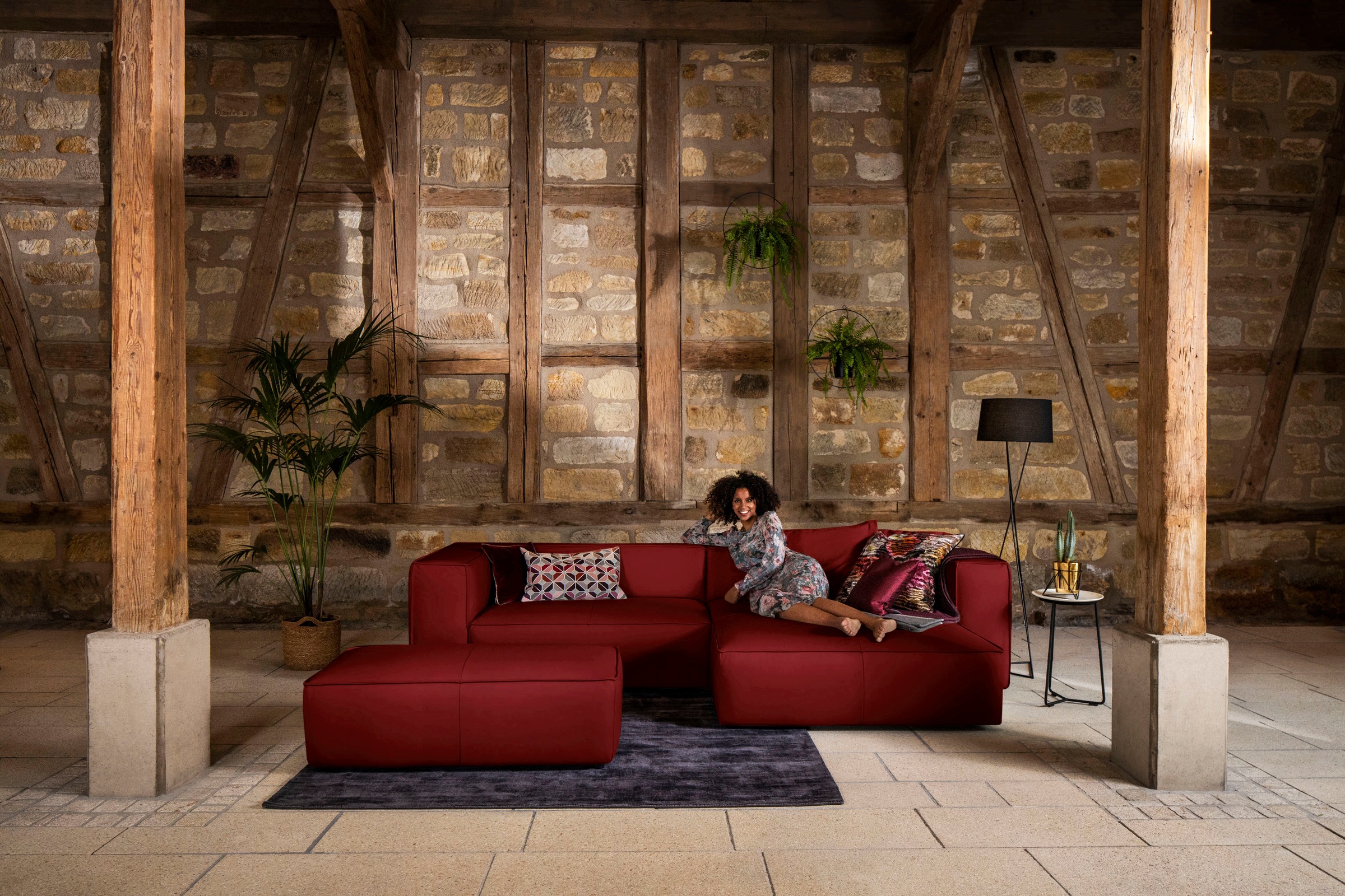 W.SCHILLIG Ecksofa »around-the-block, modern und elegant, bequem, L-Form«, mit eleganter Biese, mit Federkern