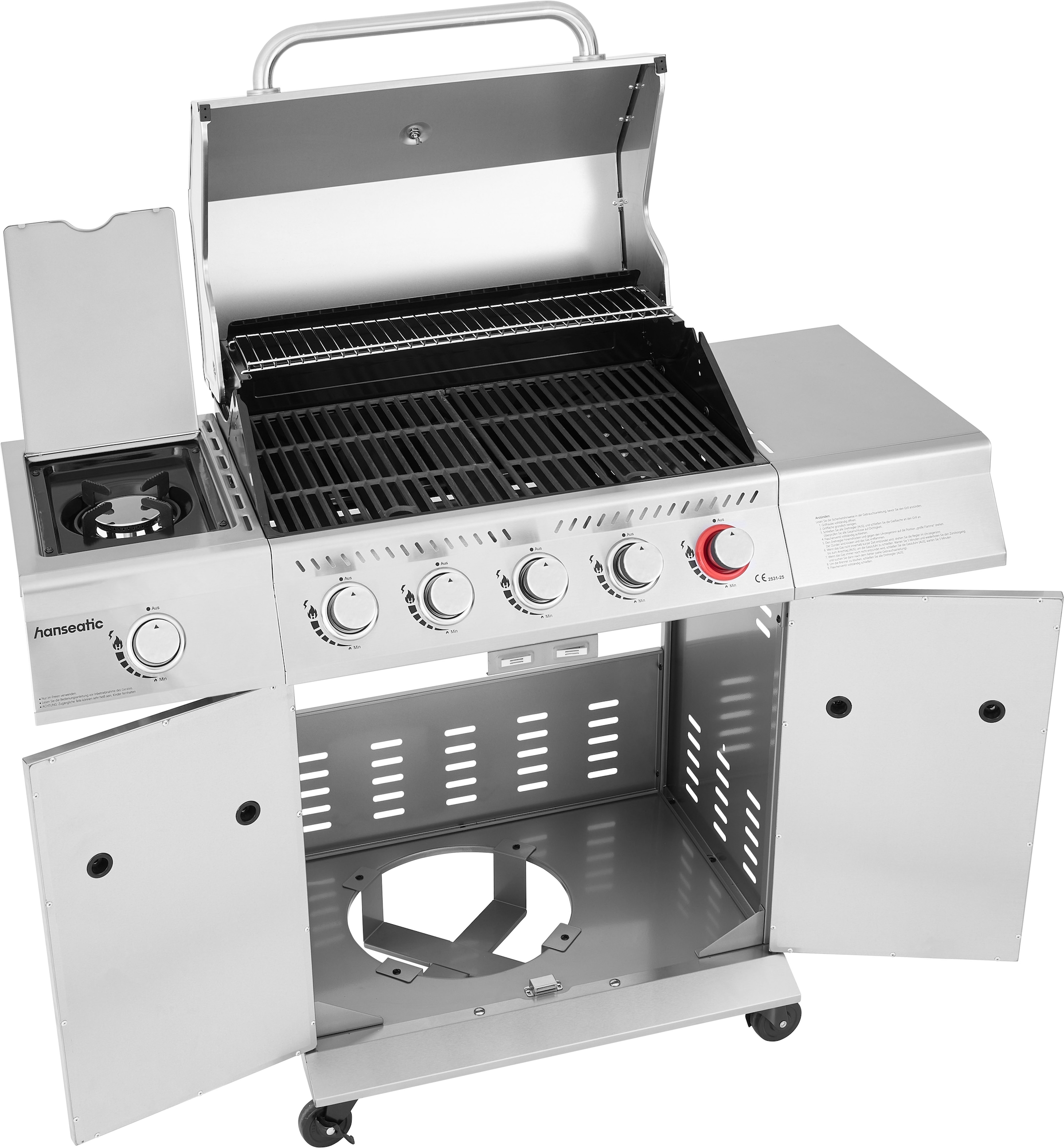 Hanseatic Gasgrill »Richland, 5 Brenner (inkl. Turbobrenner) + Seitenbrenner 21,5kw Gesamt« inkl. 3 Jahre Herstellergarantie
