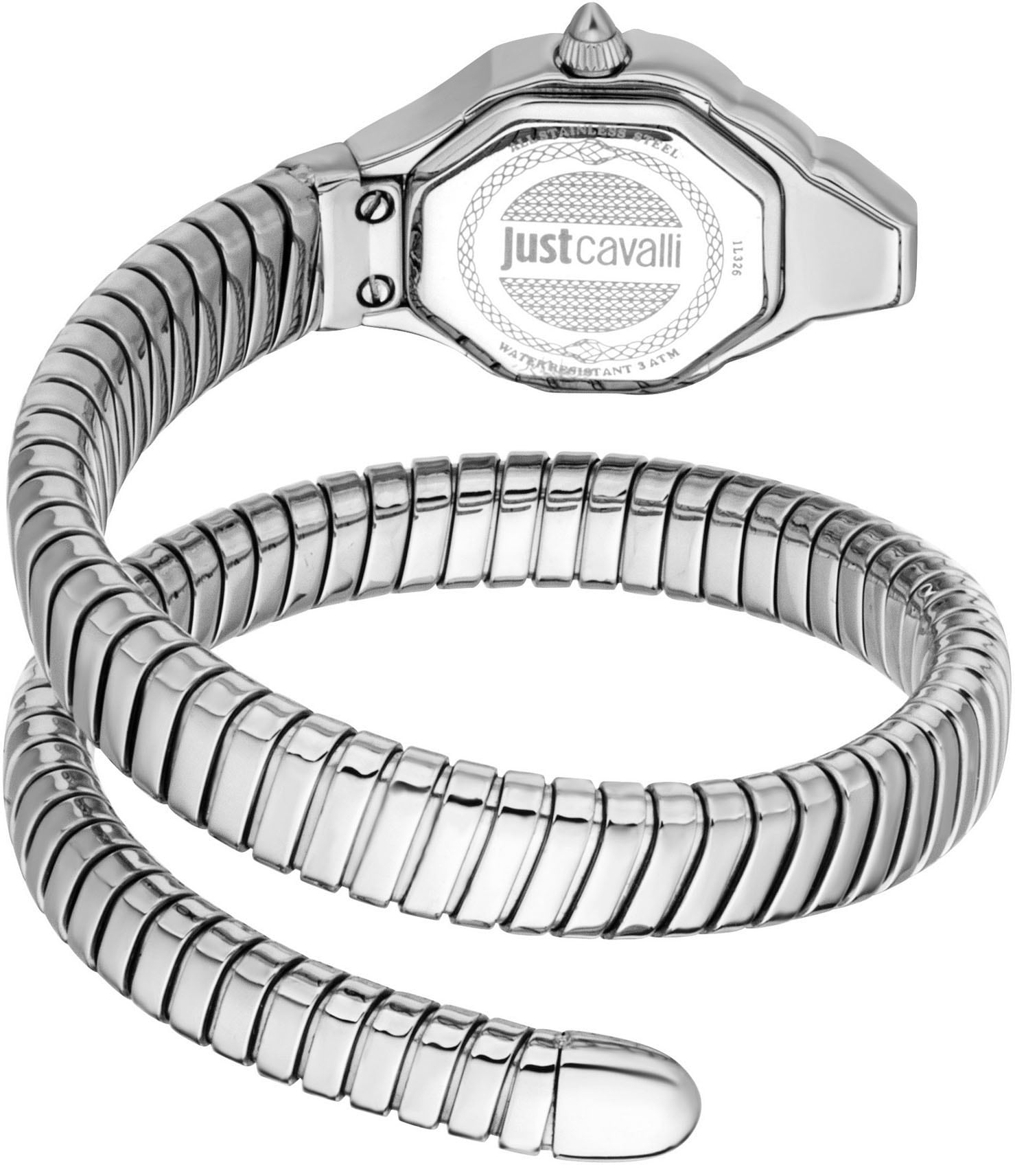 Just Cavalli Time Quarzuhr »Signature Snake« Armbanduhr,Damenuhr,Edelstahlband,Perlmutt-Zifferblatt,Kristallsteine