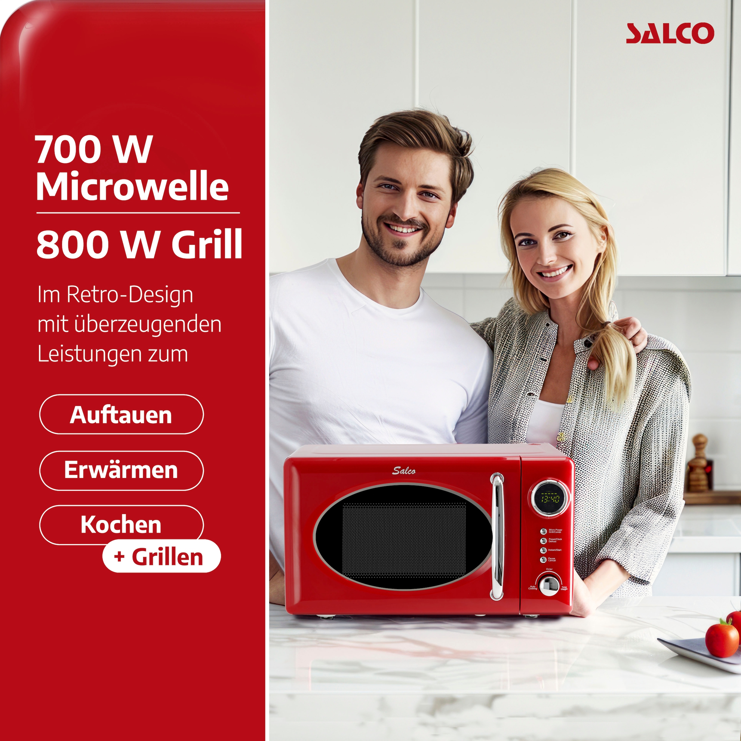 SALCO Mikrowelle »SRM-20.5G«, Mikrowelle-Grill, im Retrostyle