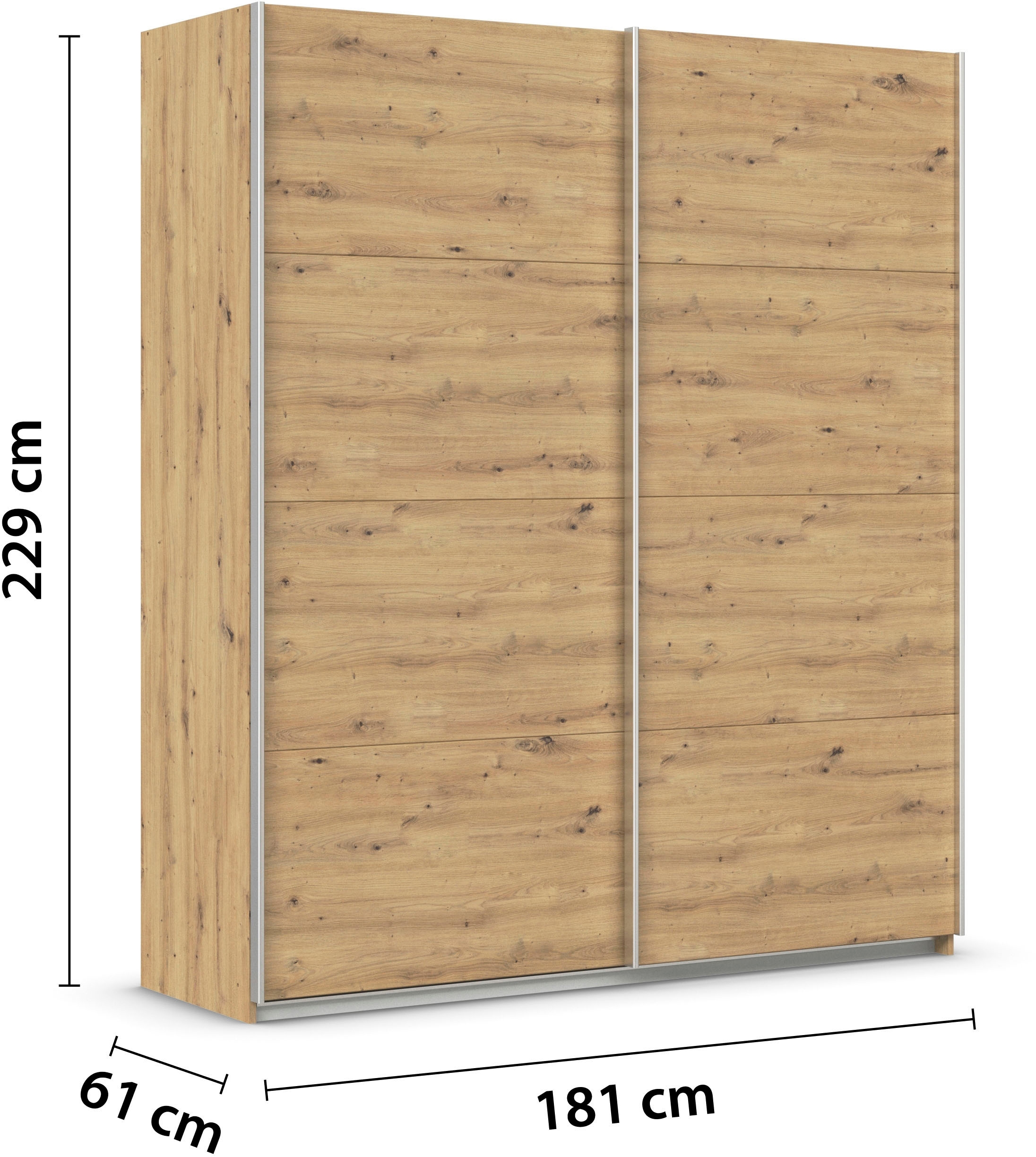 INOSIGN BY RAUCH Schwebetürenschrank »Kleiderschrank Schrank Garderobe Schlafzimmerschrank THANOS«, (in 3 verschiedenen Ausstattungen BASIC/CLASSIC/PREMIUM), Optional mit Spiegel, Metall-Griffleisten alufarben MADE IN GERMANY