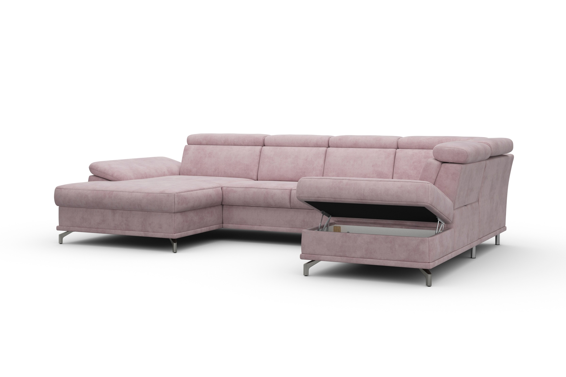sit&more Wohnlandschaft »Cabrio U-Form, mit Sitztiefenverstellung, Arm- und Kopfteilverstellung«, 3 Nierenkissen, Federkern, optional Bettfunktion und Stauraum