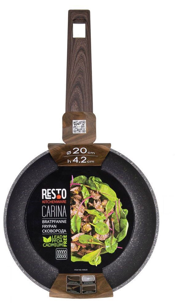 RESTO Kitchenware Bratpfanne »Carina, Universalpfanne mit holzähnlichem Soft-Touch-Griff«, Aluminium, (1 tlg.), mit Marmor-Antihaftbeschichtung, 4-lagig, für alle Herdarten geeignet