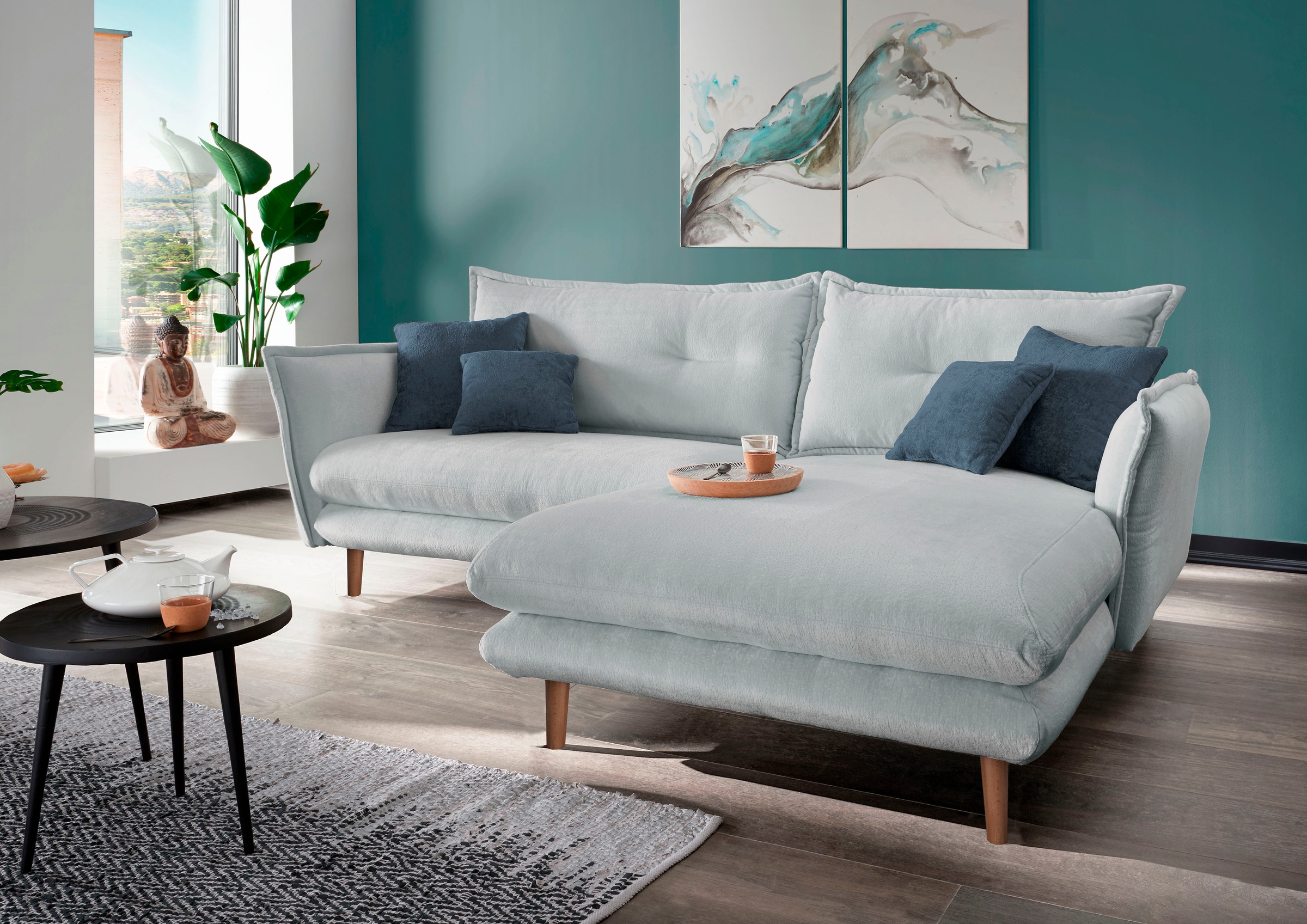 INOSIGN Ecksofa »Lazio modern und bequem, schmale Armlehnen, tolle Detailve günstig online kaufen