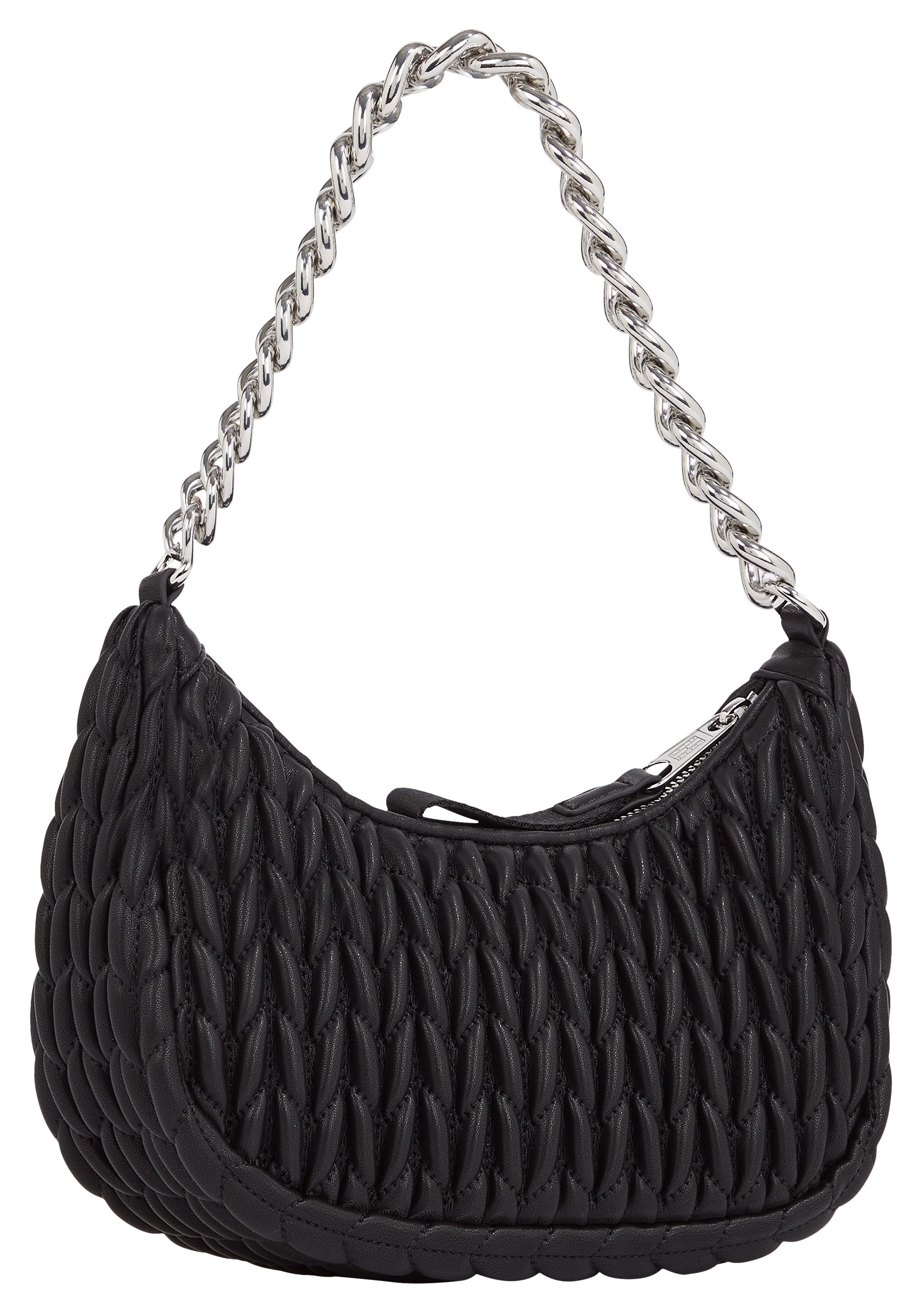Tommy Jeans Umhängetasche »TJW ICONIC SHOULDER QUILTED«, Damen Schultertasche, Tragetasche mit Zierketten-Henkel