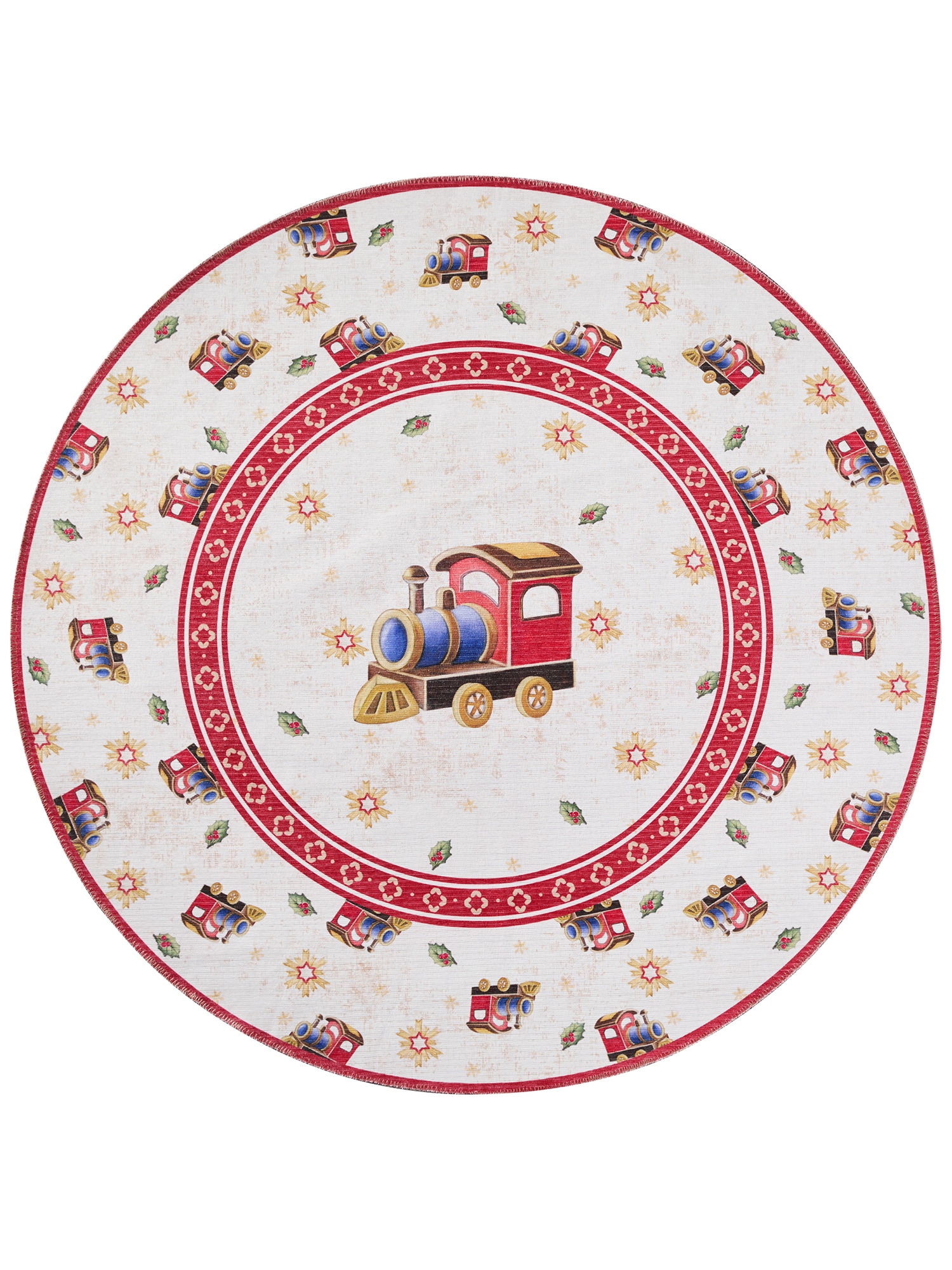 Villeroy & Boch Teppich »Toy's Deleight Limited Edition Christmas Train«, rund, 3 mm Höhe, Limited Edition, Weihnachten, Wohnzimmer, Baumrock, Waschbar, Rund