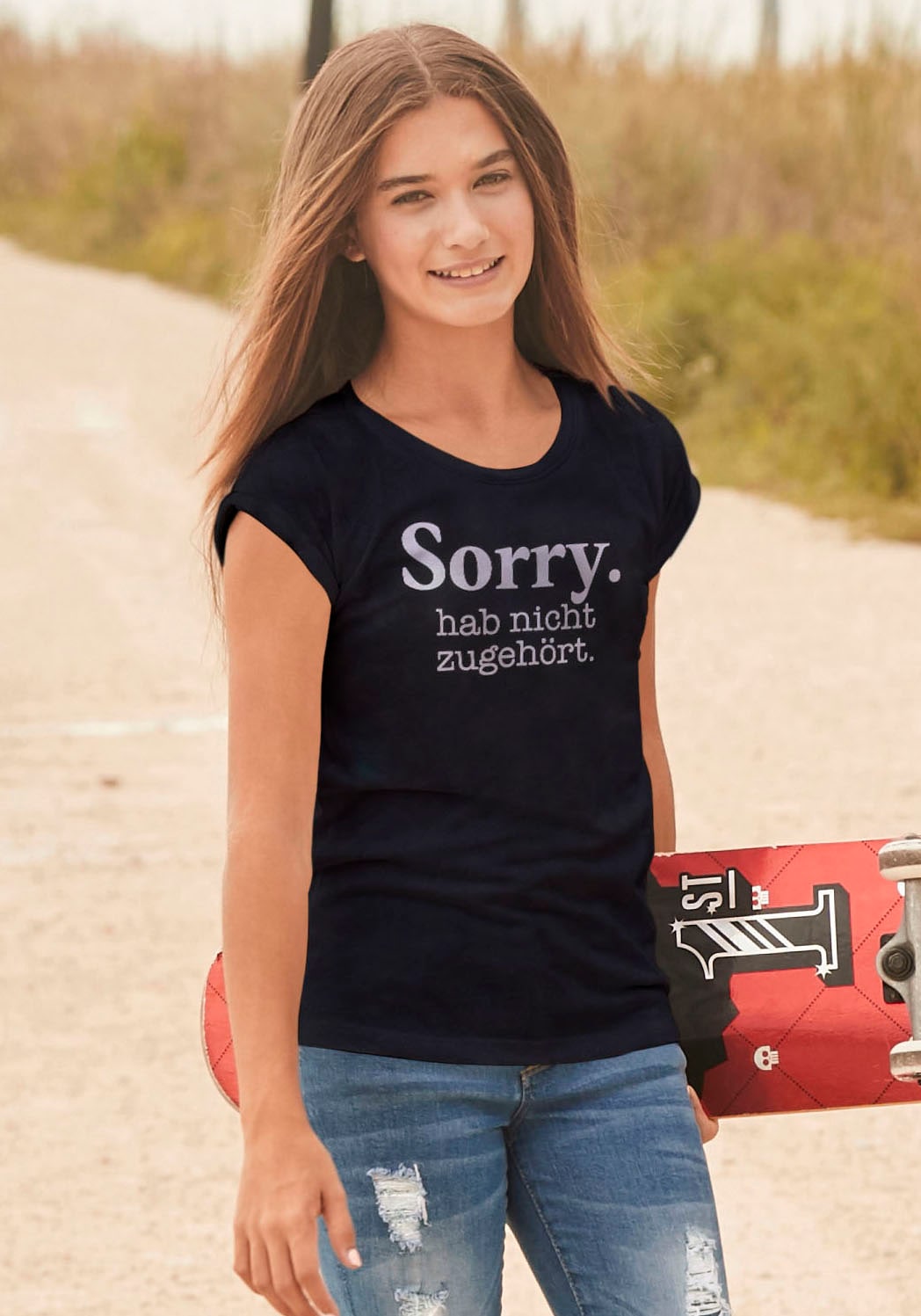 zugehört.«, KIDSWORLD %Sale in Form im legerer »Sorry. weiter jetzt T-Shirt hab nicht