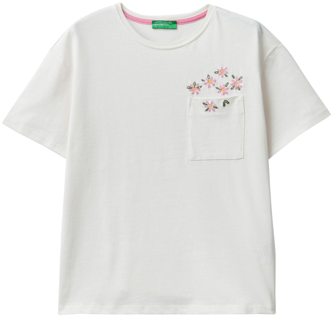 United Colors of Benetton T-Shirt mit mehrfarbiger Blumenstickerei