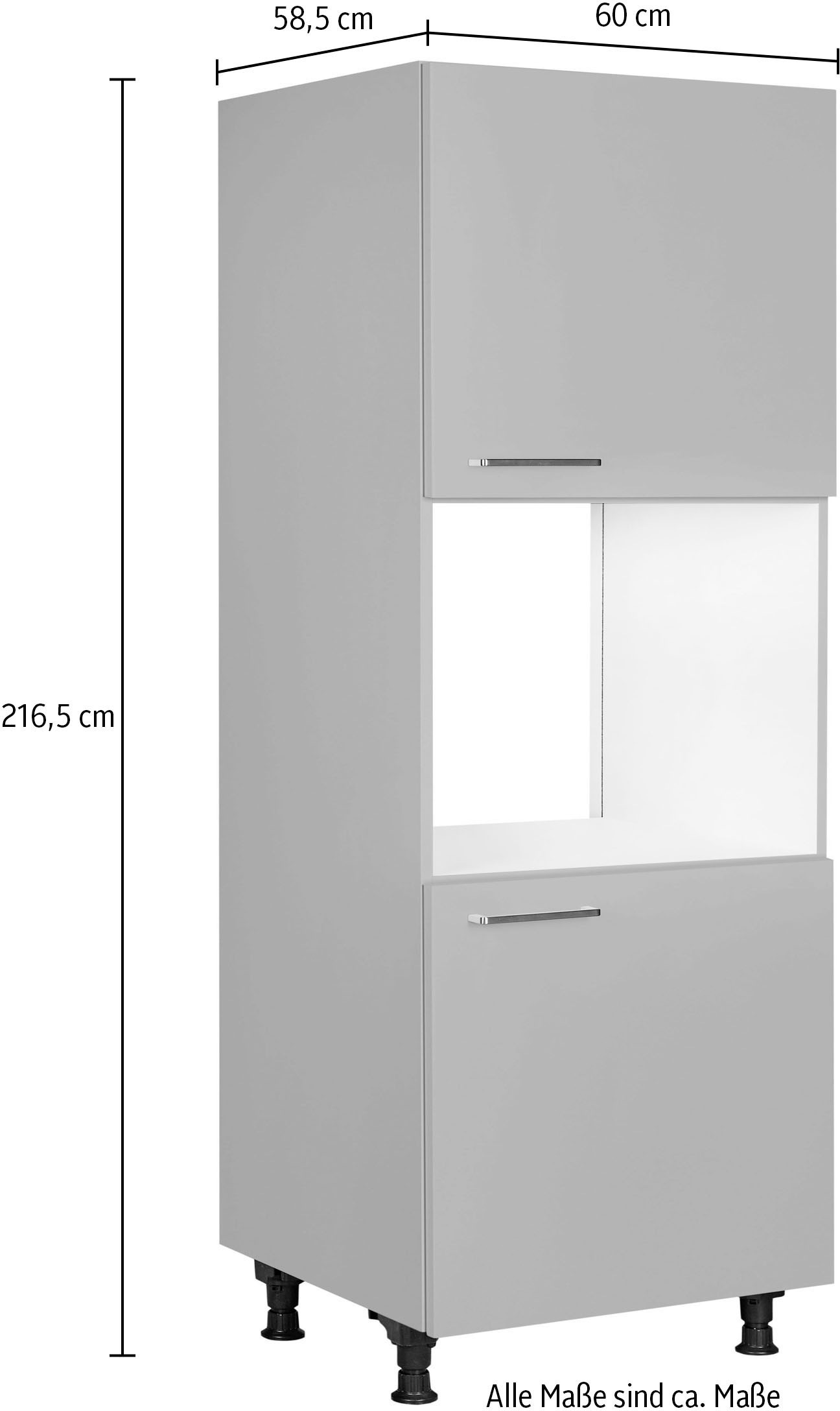 nobilia® Herdumbauschrank »"Touch", Ausrichtung wählbar, mit zwei zusätzlichen Türen,«, vormontiert, Breite/Höhe: 60/167,8 cm