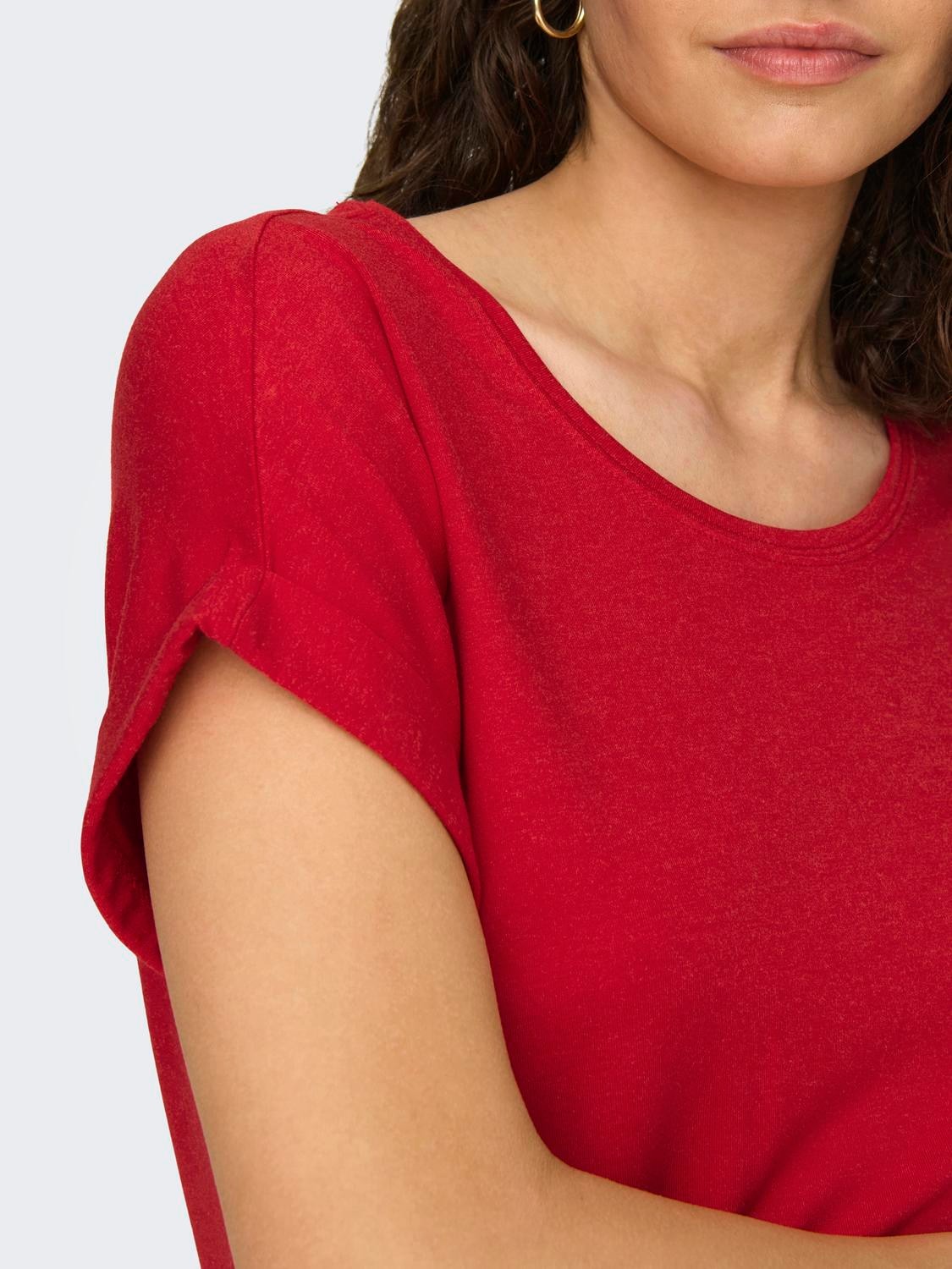 ONLY T-Shirt »ONLMOSTER S/S O-NECK TOP NOOS JRS«, mit Aufschlag am Arm