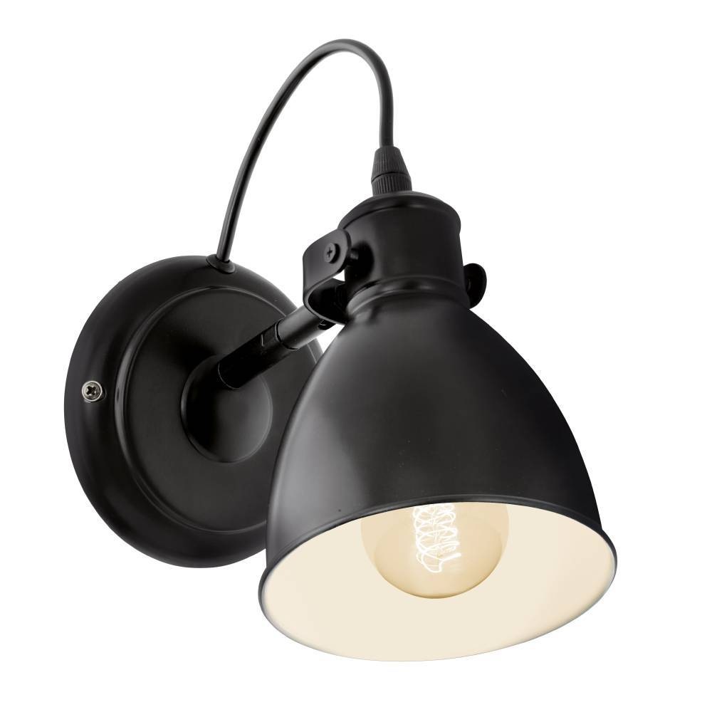 EGLO Wandleuchte »PRIDDY Wandlampe, Stahl, schwarz, E27, Industrial«, 1 flammig, Leuchtmittel E27 | ohne Leuchtmittel, Wohnzimmerlampe, Esszimmerlampe, 1 flammig, Retro, Vintage, 21,5x20cm